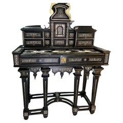Important et rare bureau ébène de Joseph Bertin - Milan - 19ème siècle