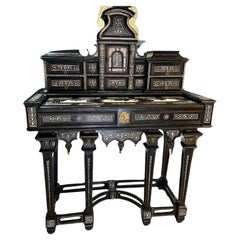 Important et rare bureau ébène de Joseph Bertin - Milan - 19ème siècle