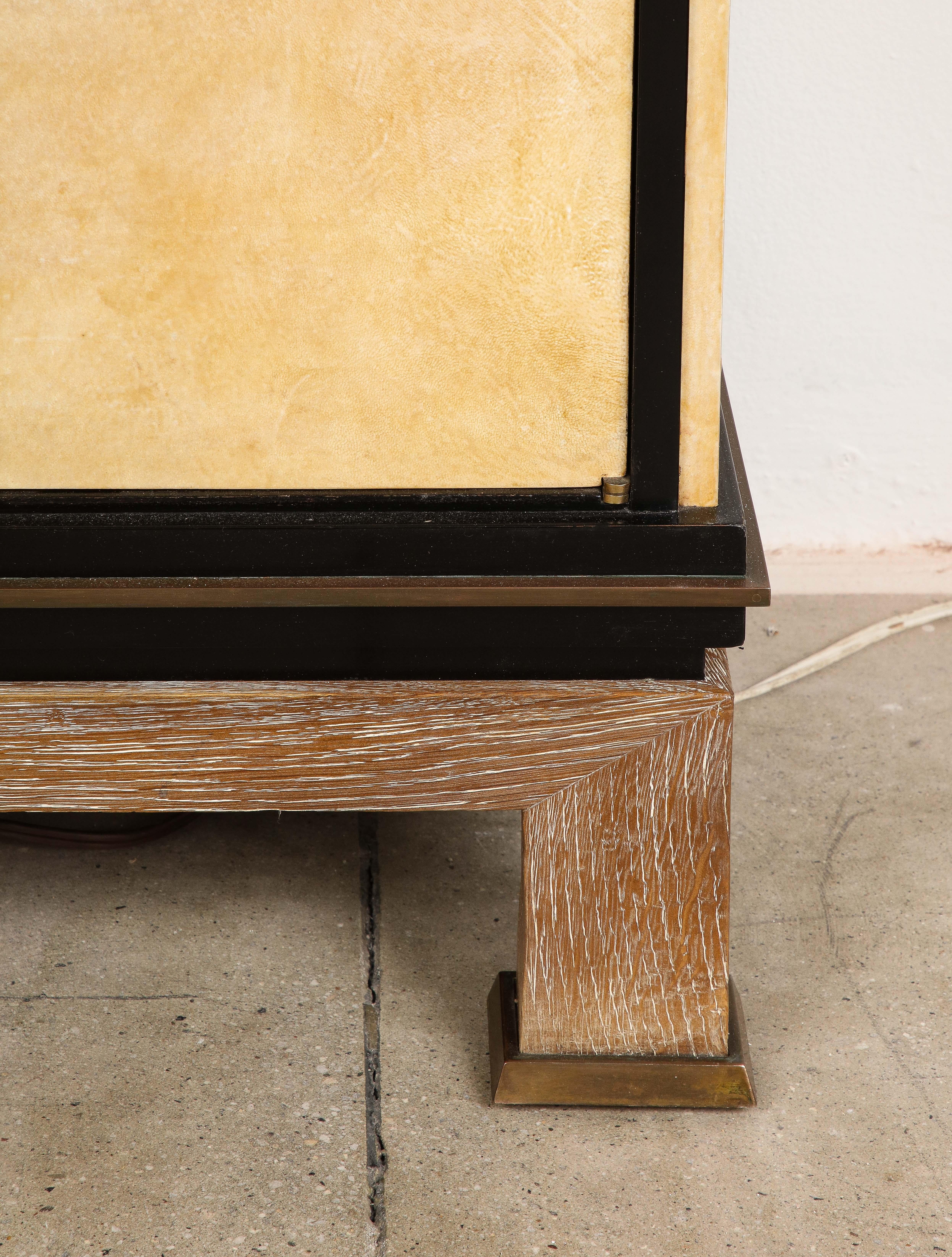 Important and Rare Red Goatskin with Ebonized Wood Credenza by Paul Dupre-Lafon 3