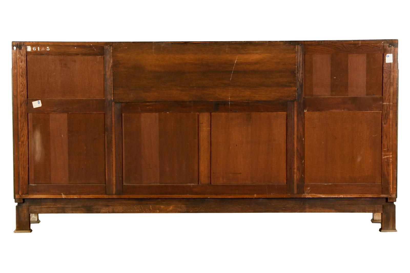 Important and Rare Red Goatskin with Ebonized Wood Credenza by Paul Dupré-Lafon For Sale 7