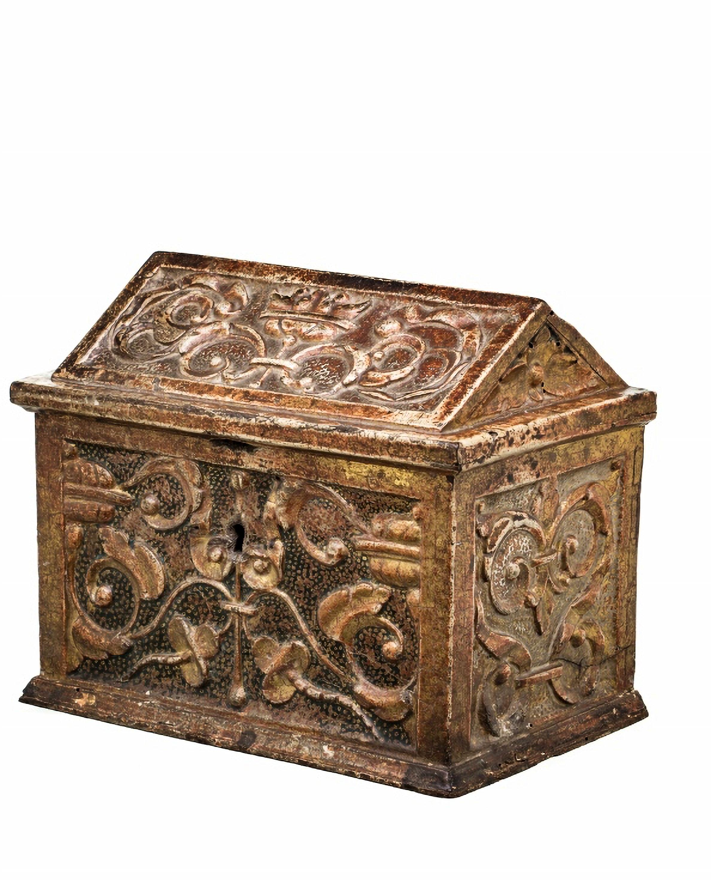 Baroque Importante et rare boîte de coffret de rangement espagnole du 15ème siècle 