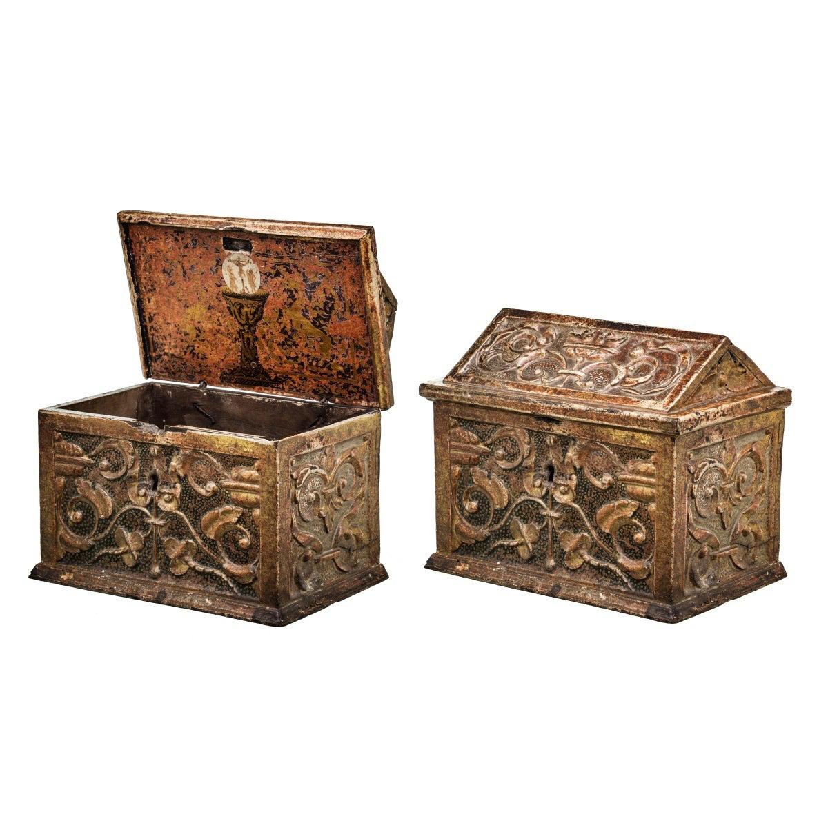 Importante et rare boîte de coffret de rangement espagnole du 15ème siècle 