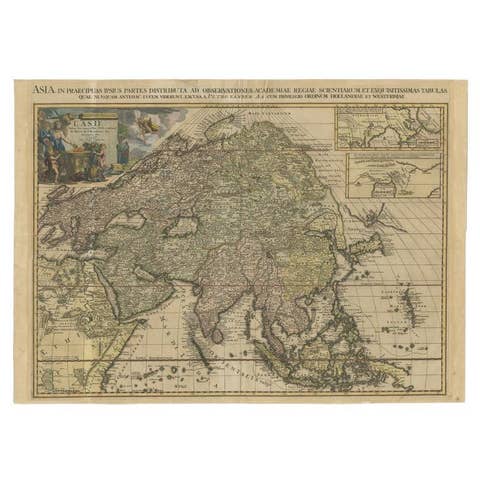 Important and Scarce Antique Map of Asia from Jesuit Sources, C.1713