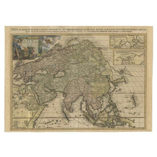 Important and Scarce Antique Map of Asia from Jesuit Sources, C.1713