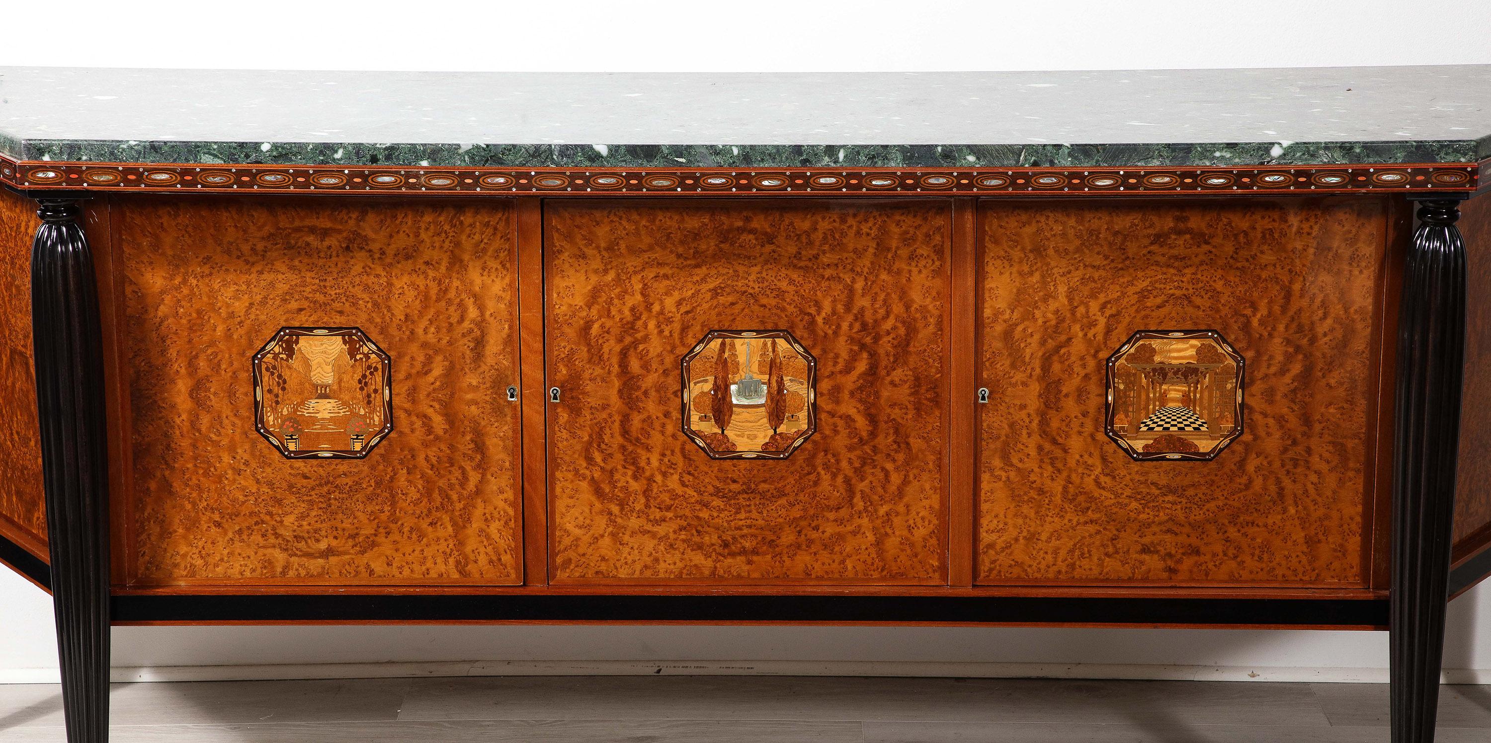 Mother-of-Pearl Important and Unique Art Deco Sideboard For Sale