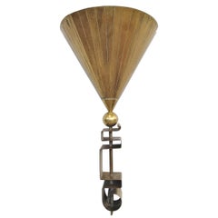 Important and Unique Brass Ferronerie Wall Light Bauhaus Era, France, 1940s