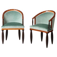 Important and Unique Set of Art Deco  Barrel Back Dining Chairs