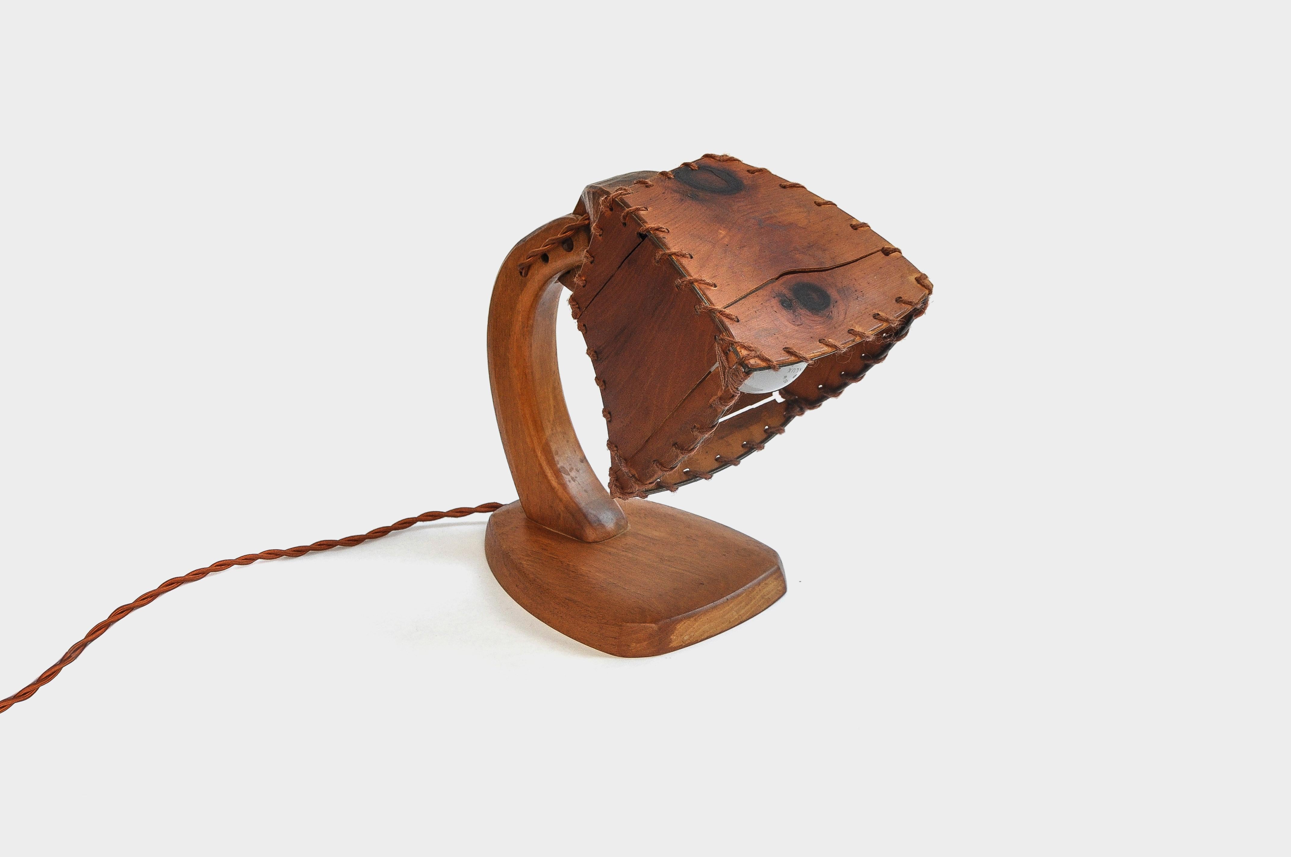 Chestnut Important Anthroposophic Table Lamp by Franz Xaver Sproll, 1943 For Sale