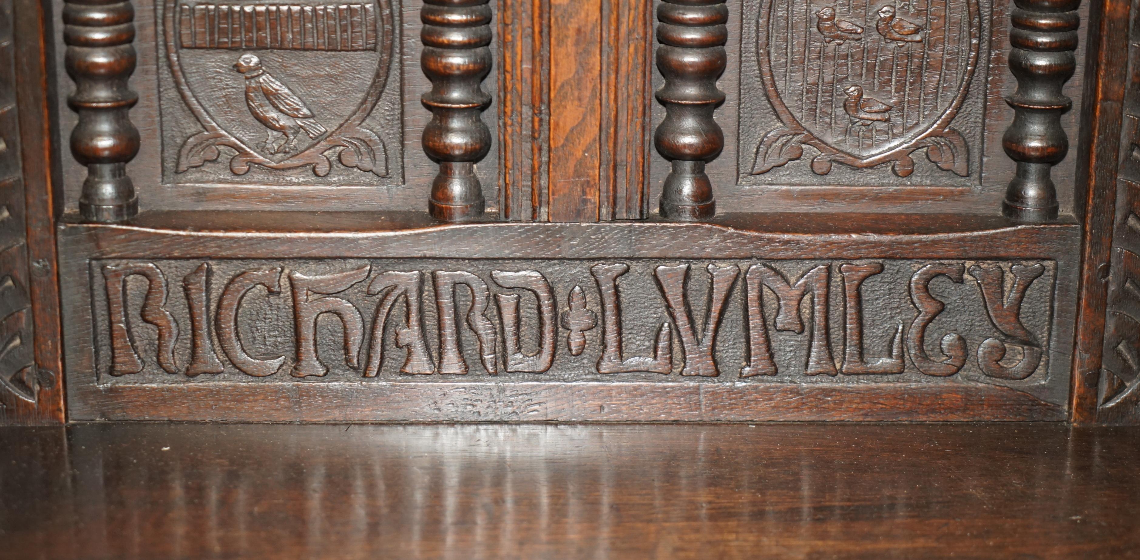 IMPORTANT ANTiQUE 1615 DATED HAND CARVED RICHARD THE LIONHEART THRONE ARMCHAIR For Sale 5