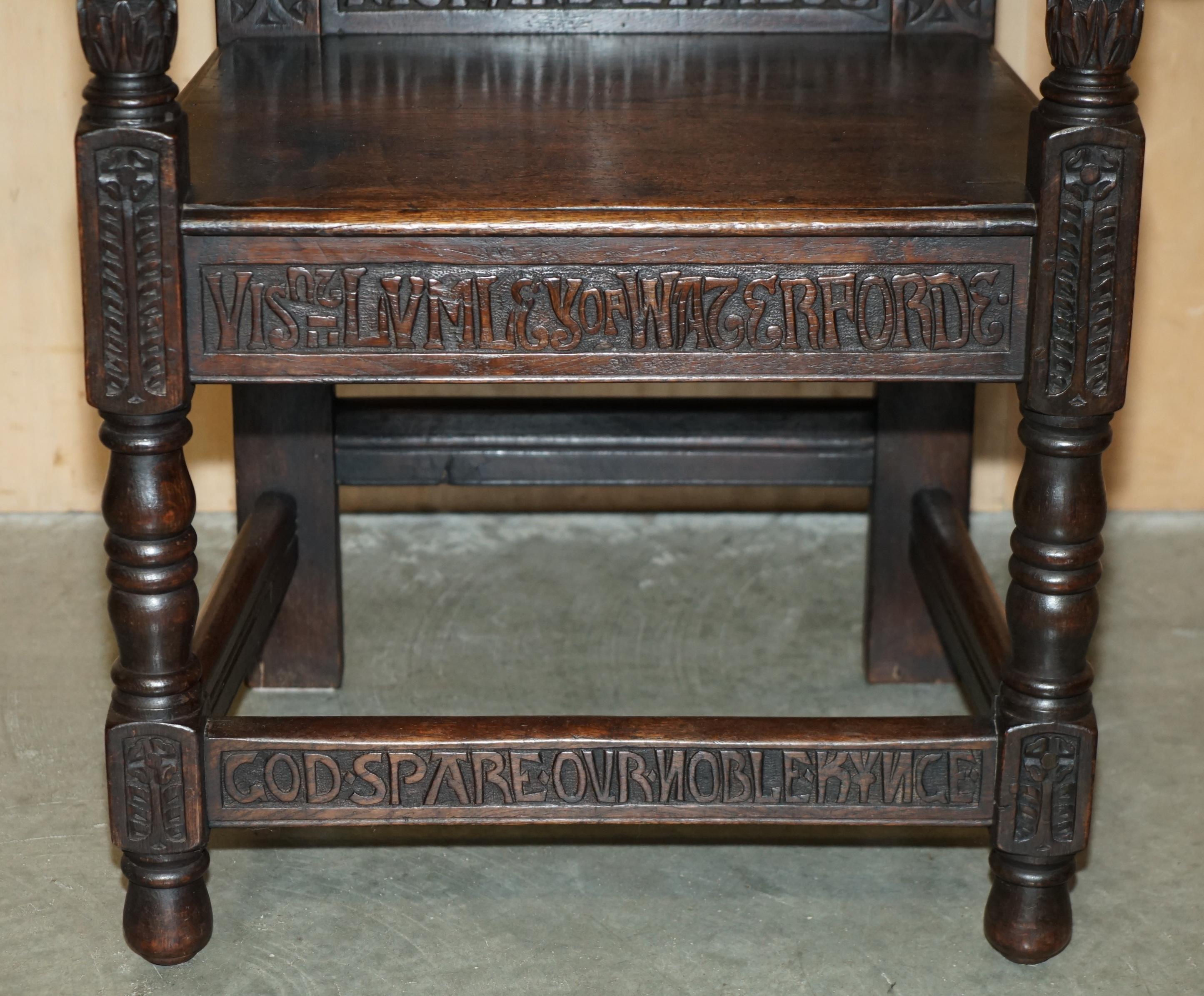 IMPORTANT ANTiQUE 1615 DATED HAND CARVED RICHARD THE LIONHEART THRONE ARMCHAIR For Sale 8