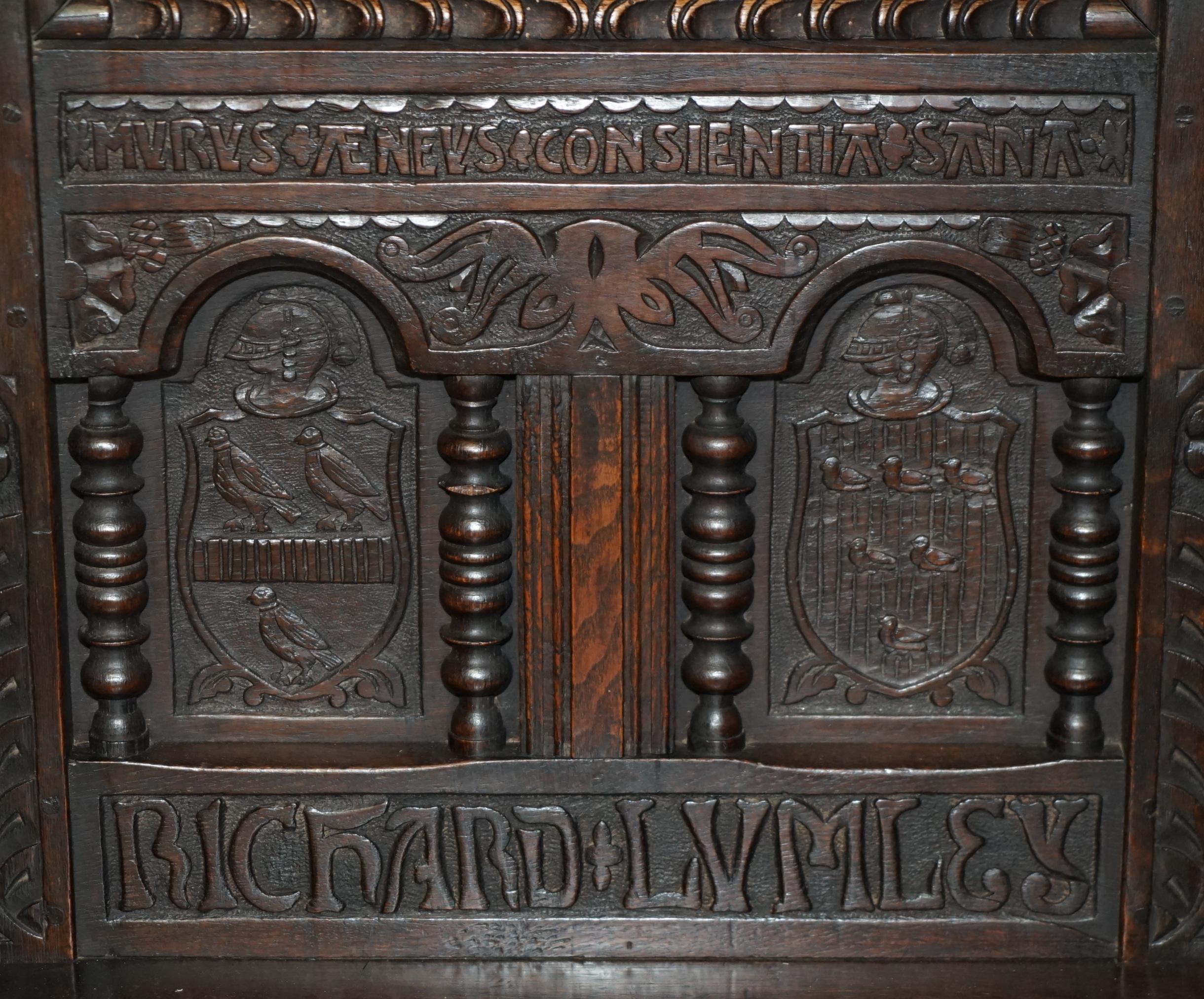 IMPORTANT ANTiQUE 1615 DATED HAND CARVED RICHARD THE LIONHEART THRONE ARMCHAIR For Sale 1