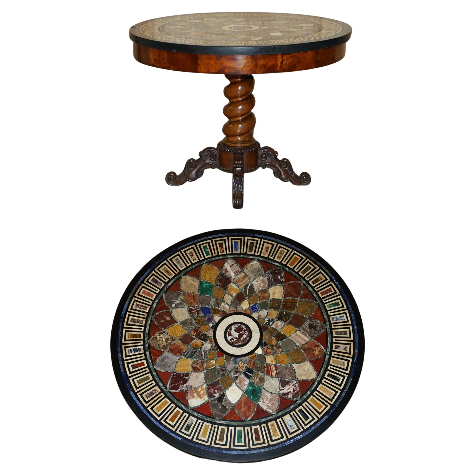 INTÉRIEURE ANTiQUE 1830 WILLIAM IV PIETRA DURA SPECIMEN MARBLE CENTRE TABLE en vente