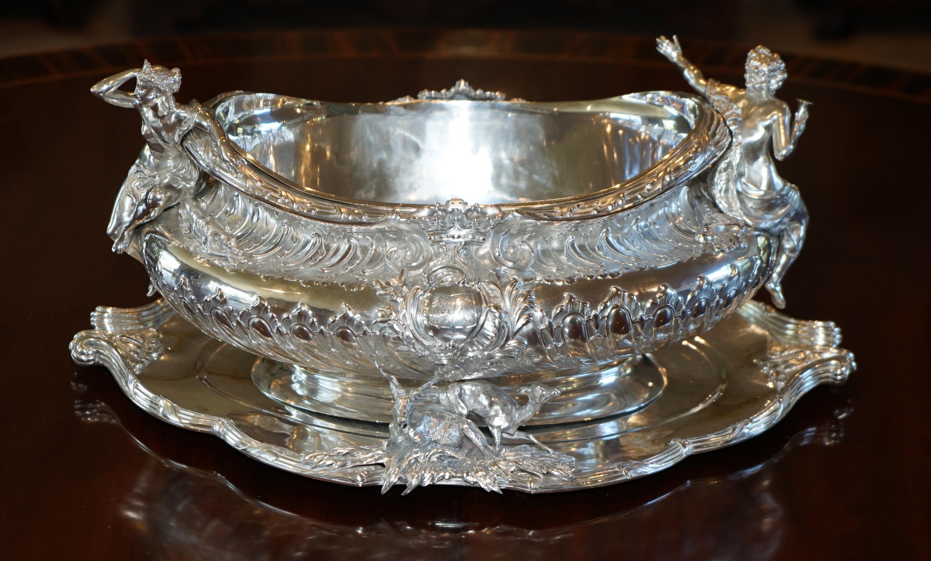 Royal House Antiques

Royal House Antiques is delighted to offer for sale this Important, Museum quality, Solid Silver Paris made Wine or Champagne cistern by Emile Hugo after a design by Auguste Nicolas Cain, Circa 1870, complete with the Armorial