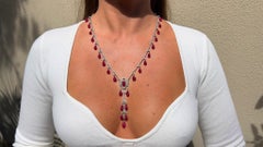 Important Antique 88 Carats Ruby Drop Necklace Fancy Light Yellow Diamonds