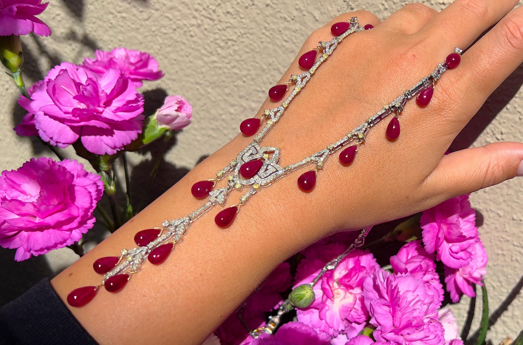 Important Antique 88 Carats Ruby Drop Necklace Fa… - image 3