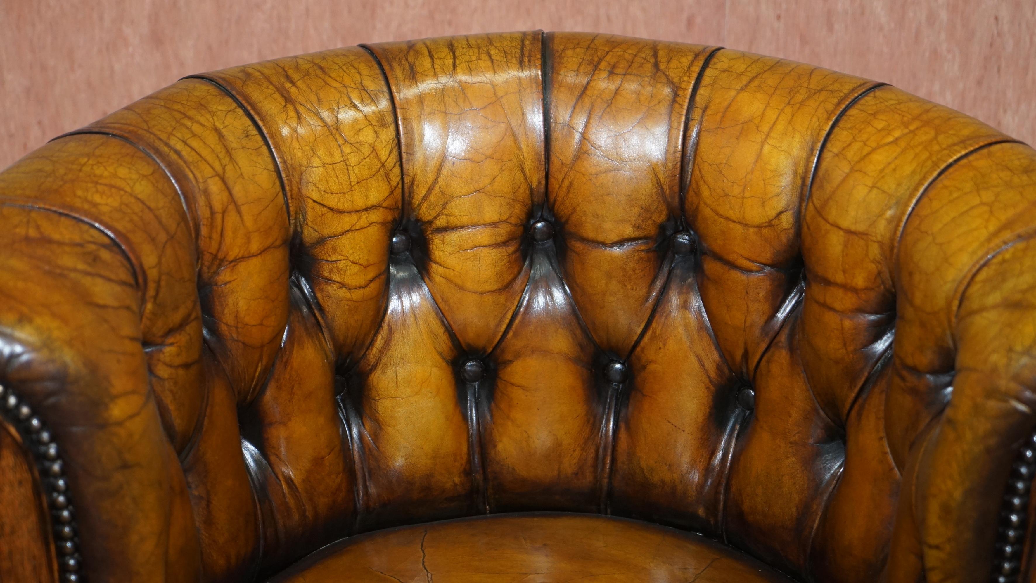 Mid-19th Century Important Antique Chesterfield circa 1860 Restored Brown Leather Captains Chair