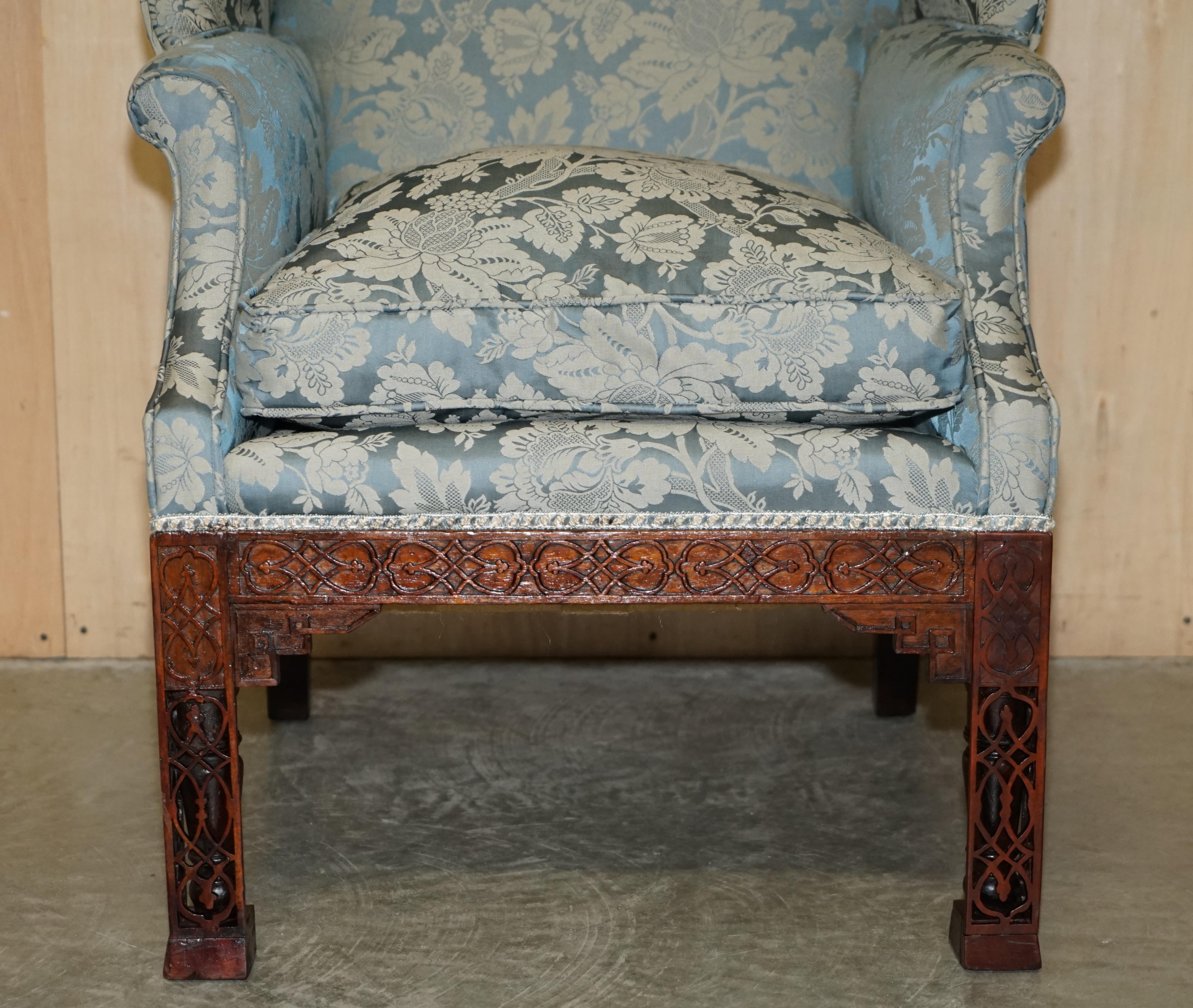 English Important Antique circa 1820 Thomas Chippendale Hand Carved Wingback Armchair For Sale