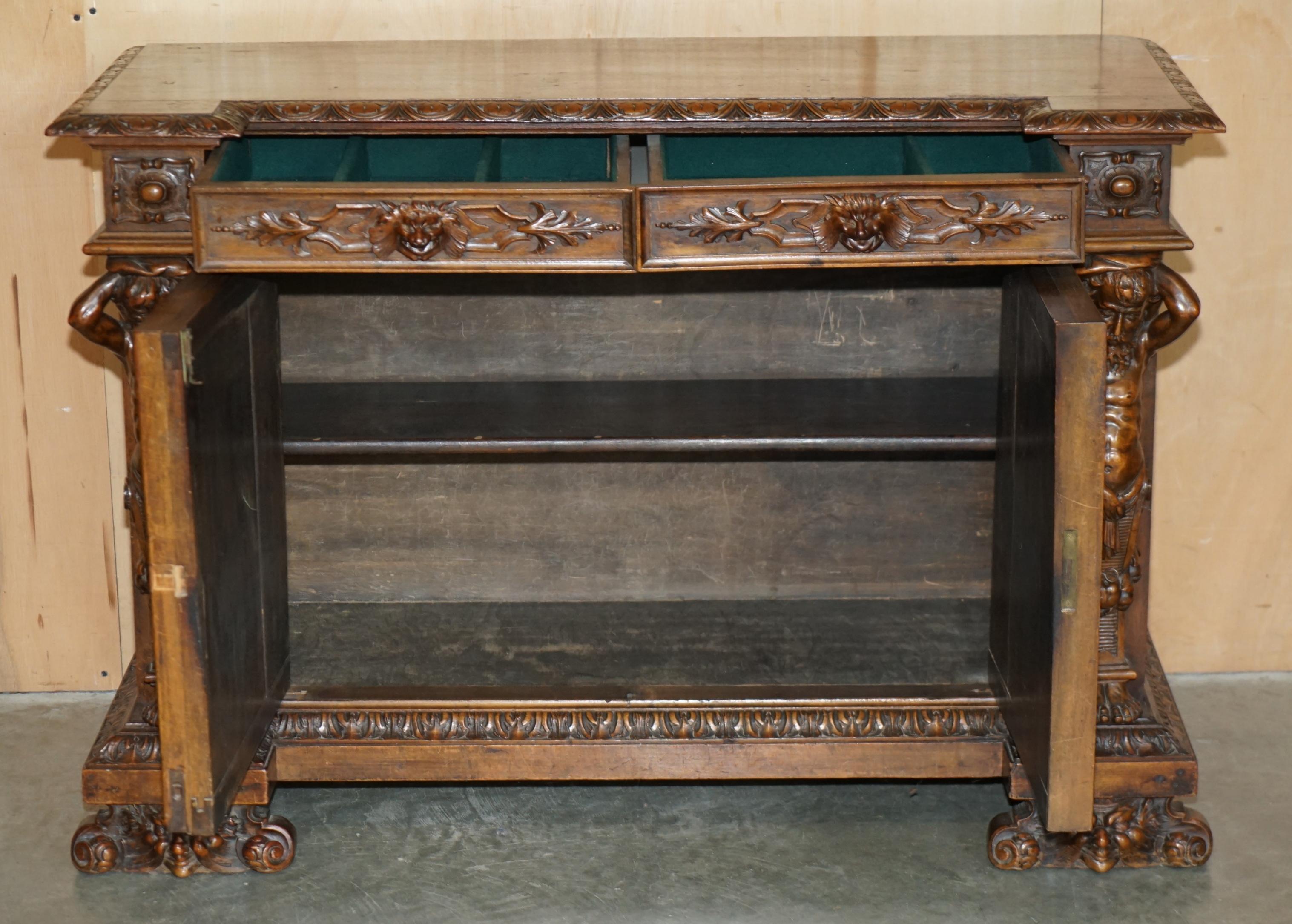 IMPORTANT ANTIQUE CIRCA 1850 FRENCH WALNUT ORNATELY CARVED BUFFET SiDEBOARD For Sale 10