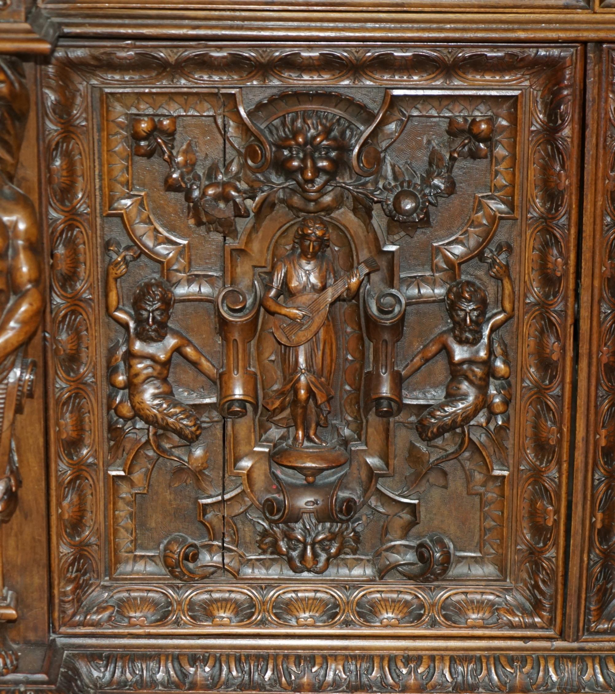 French IMPORTANT ANTIQUE CIRCA 1850 FRENCH WALNUT ORNATELY CARVED BUFFET SiDEBOARD For Sale
