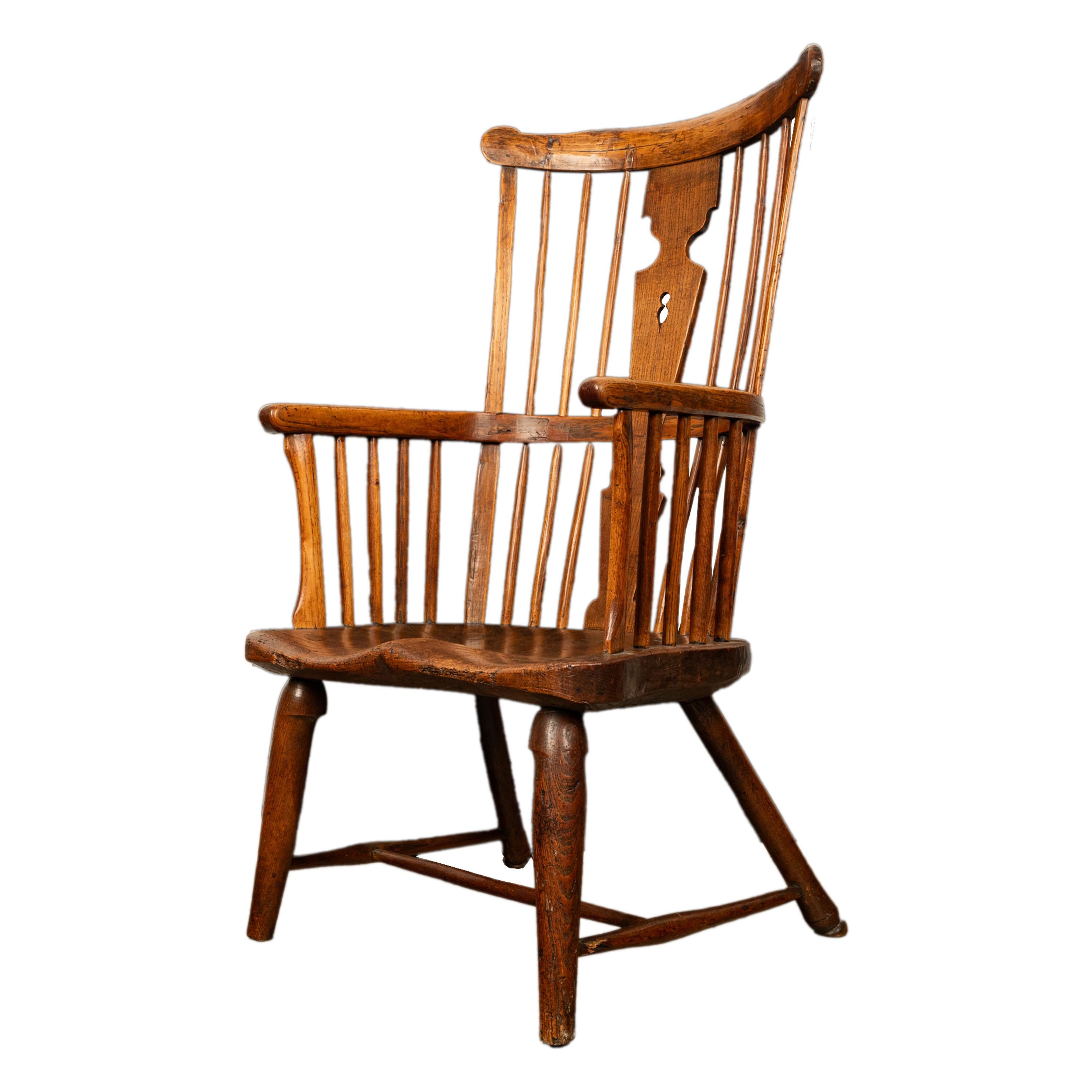 Important Antique Earliest Recorded English Windsor Chair by Kerry Evesham 1793 In Good Condition For Sale In Portland, OR