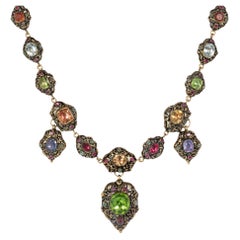Important Antique Early-19th Century Swiss Enamel, Gold, and Multi-Gem Necklace