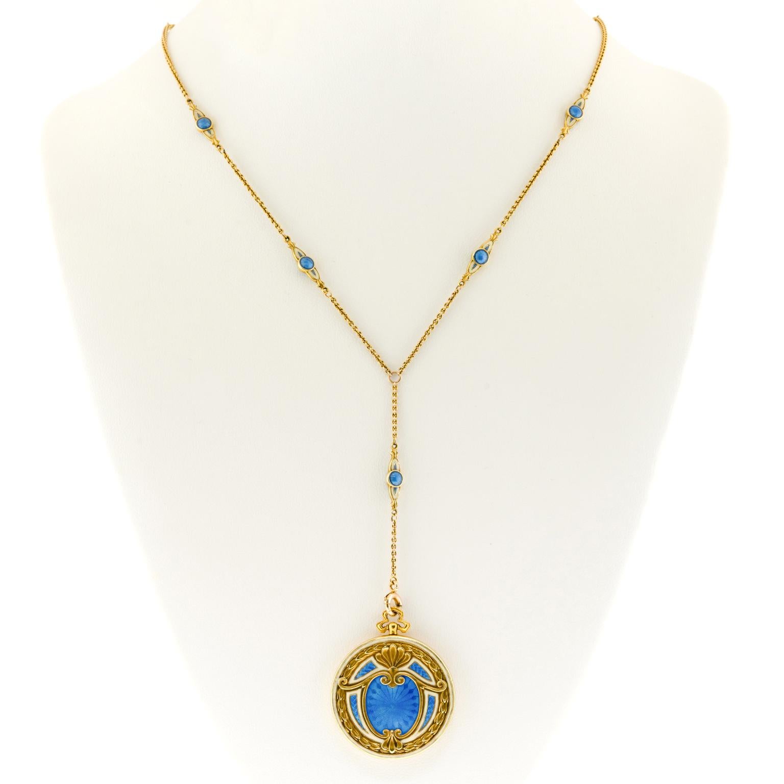 Important collier médaillon ancien en émail en vente 6