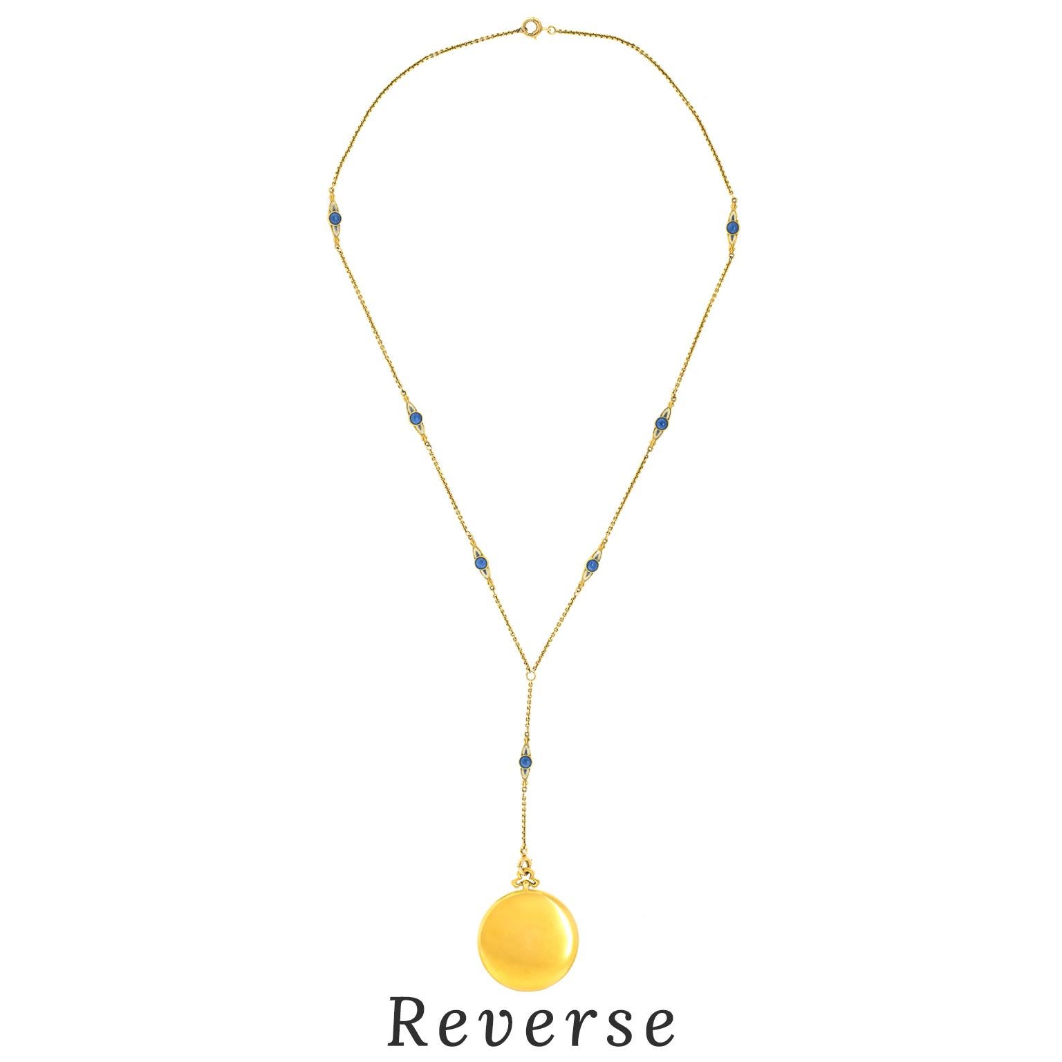 Important collier médaillon ancien en émail en vente 5
