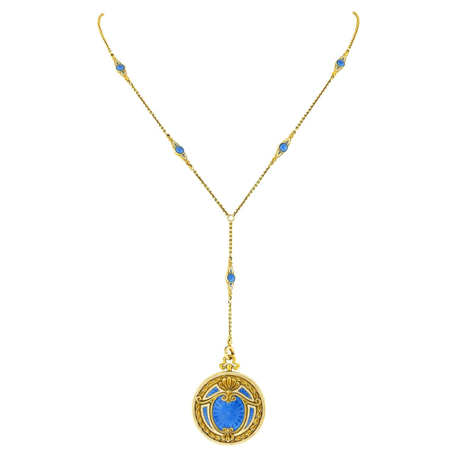 Important Antique Enamel Locket Necklace