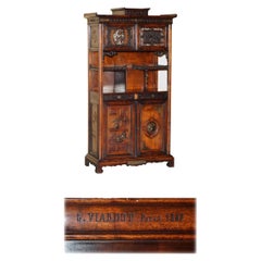 IMPORTANTE VETRINA ANTIQUE GABRIELD VIARDOT 1830-1906 FIRMATA IN GIAPPONISMO