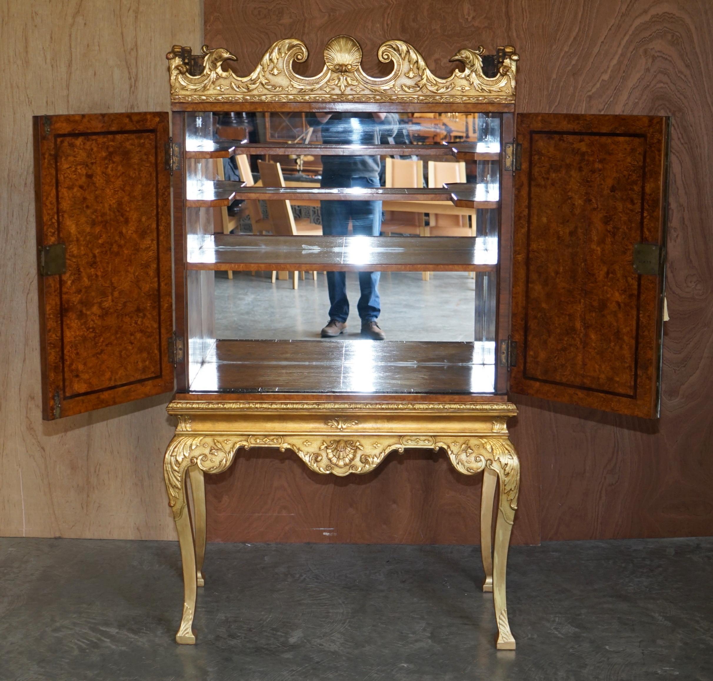 Important Antique George II circa 1740 Mulberry Wood Giltwood Drinks Cabinet For Sale 3