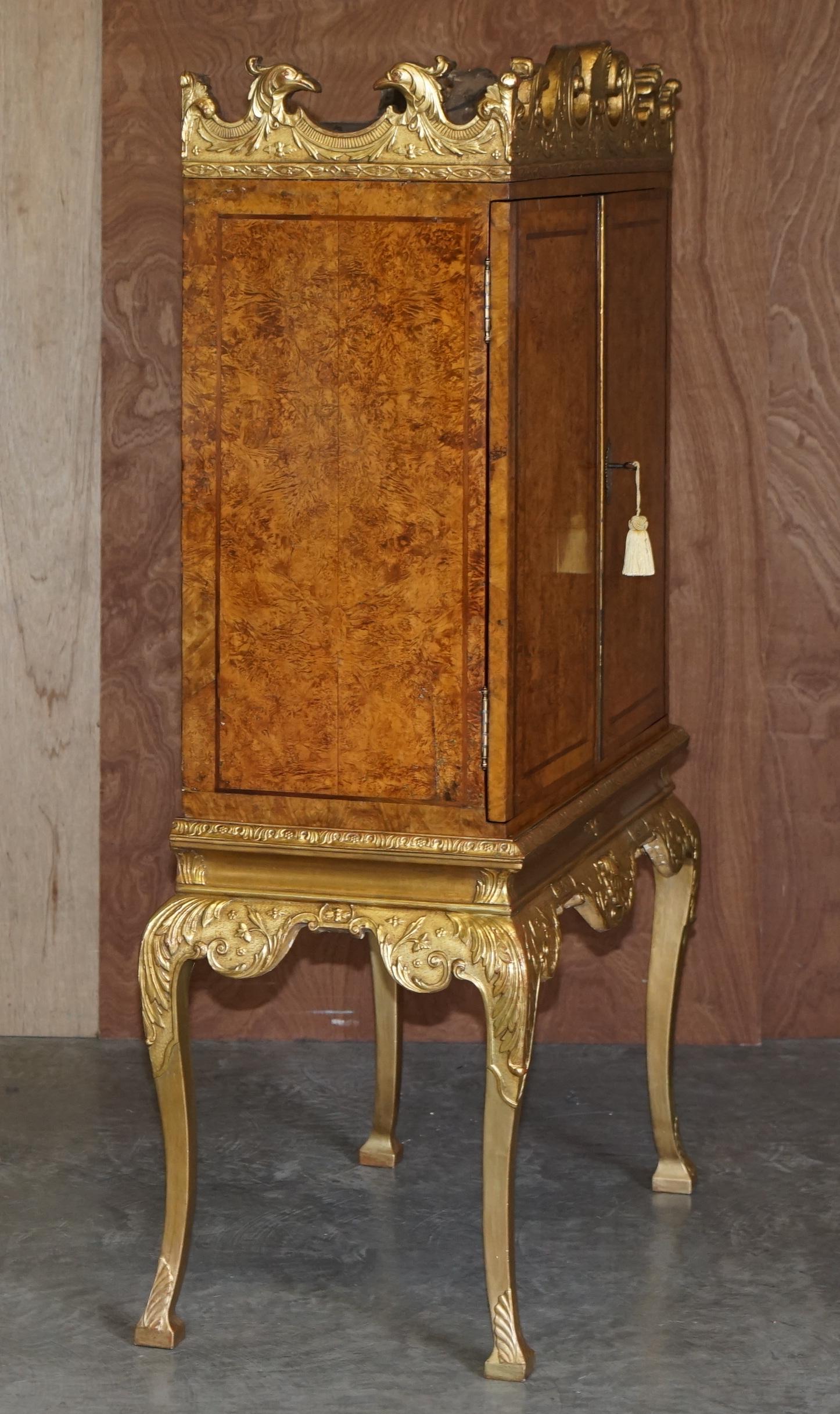 Important Antique George II circa 1740 Mulberry Wood Giltwood Drinks Cabinet For Sale 7