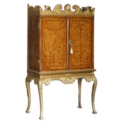 Important Antique George II circa 1740 Mulberry Wood Giltwood Drinks Cabinet