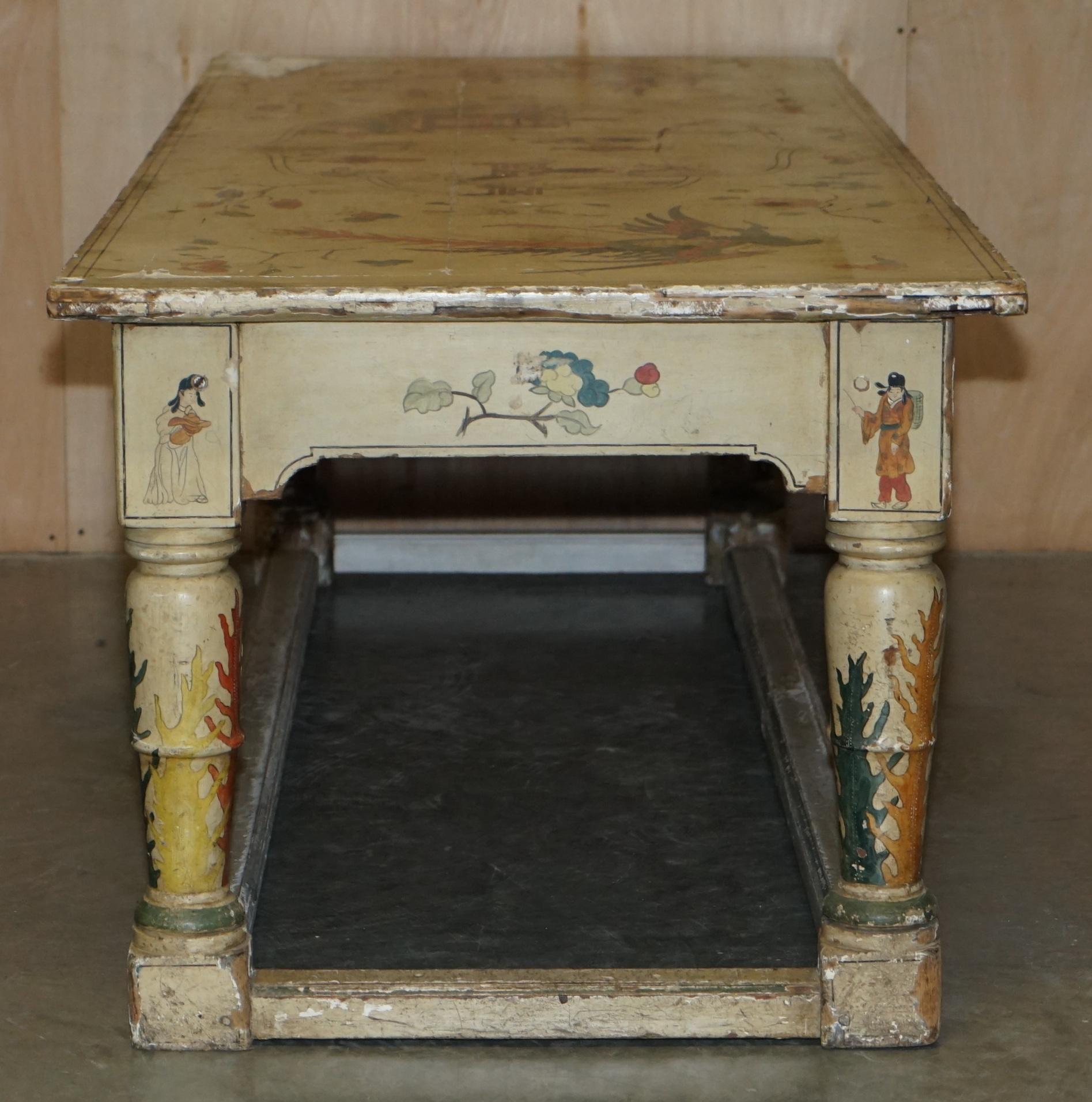 Important Antique Georgian Chinoiserie circa 1800 Chinese Refectory Dining Table For Sale 10