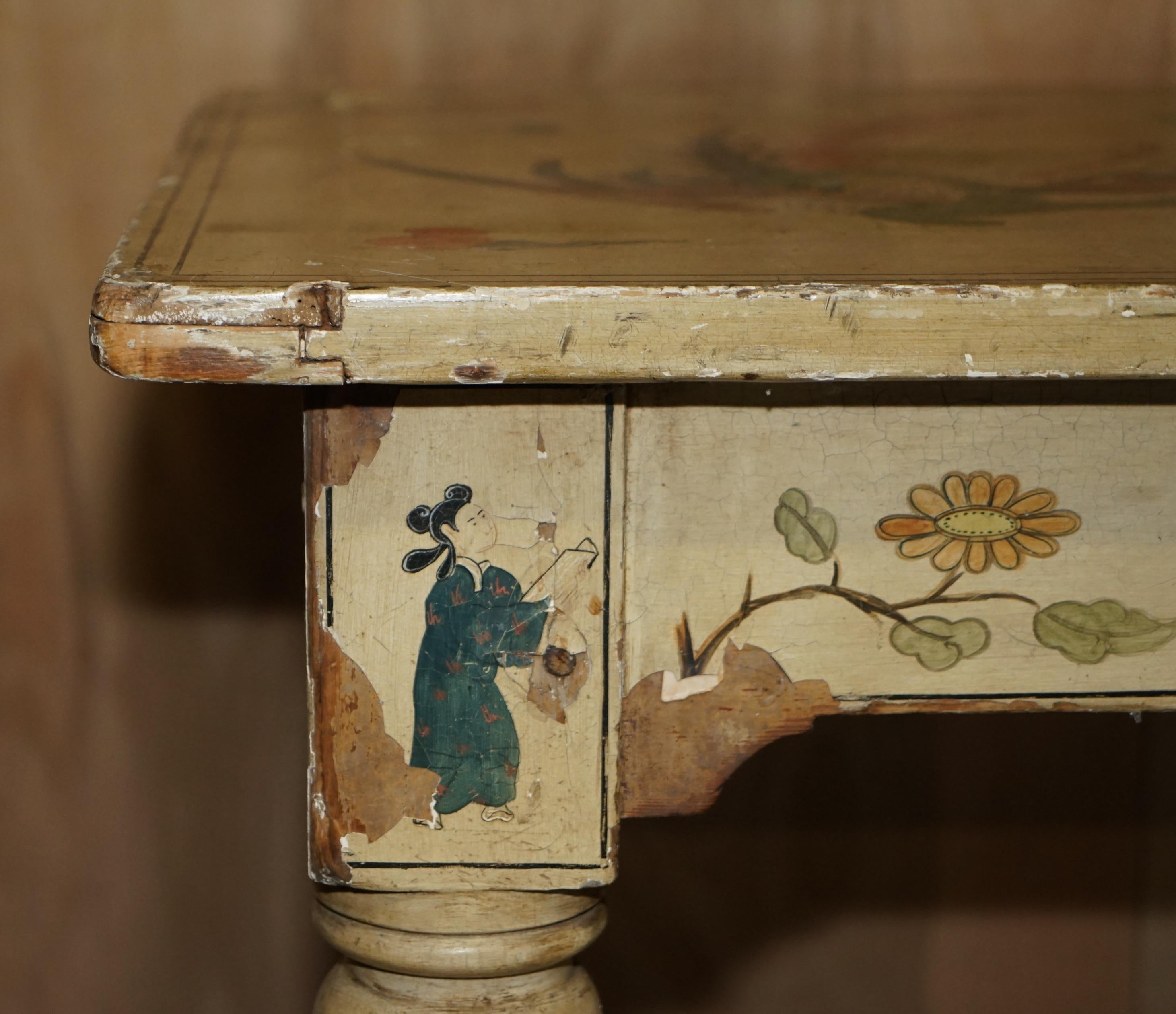 Important Antique Georgian Chinoiserie circa 1800 Chinese Refectory Dining Table For Sale 1