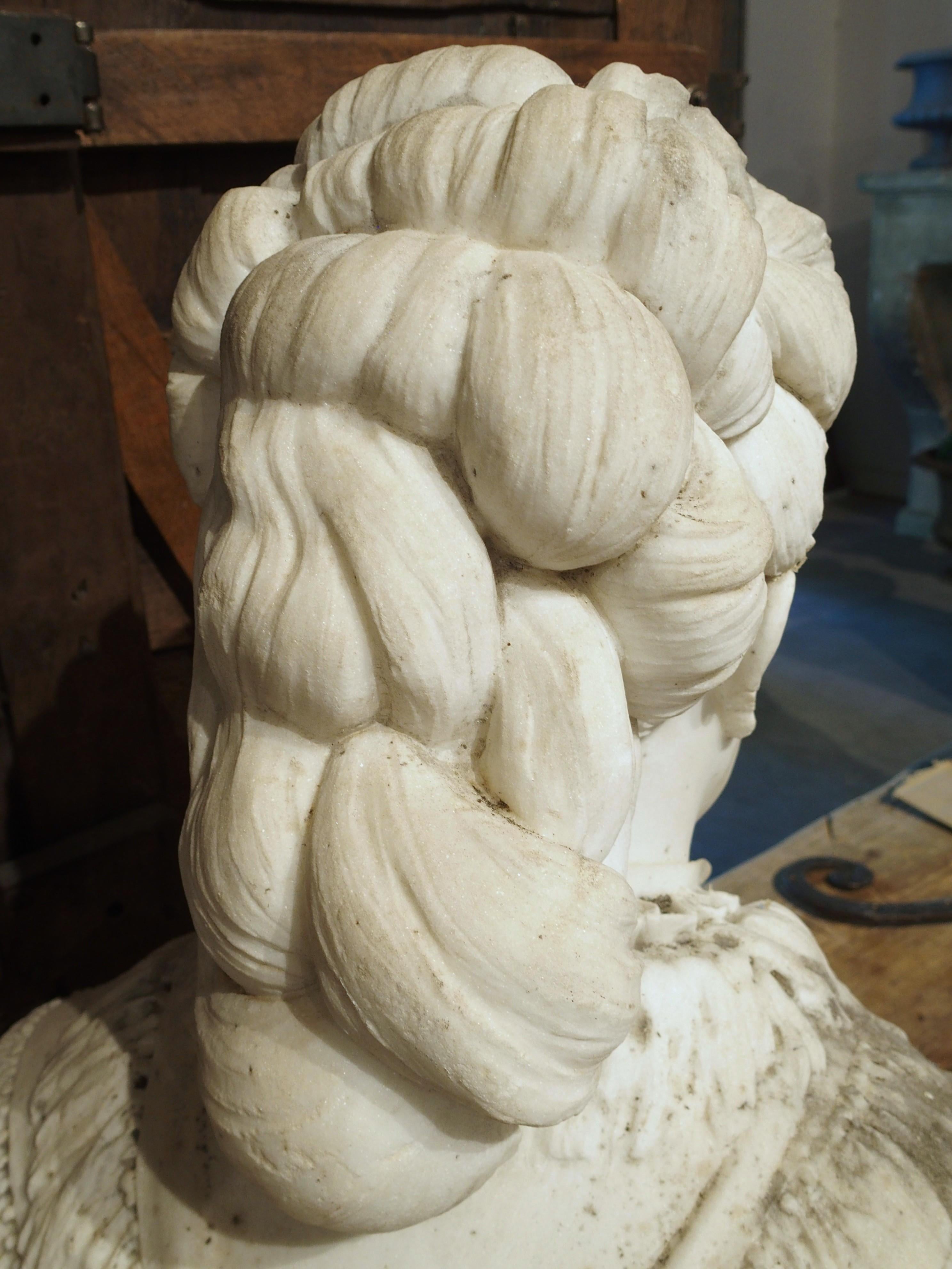 Importante antico busto di donna in marmo scolpito di Giovanni Dupré, 1877 in vendita 4