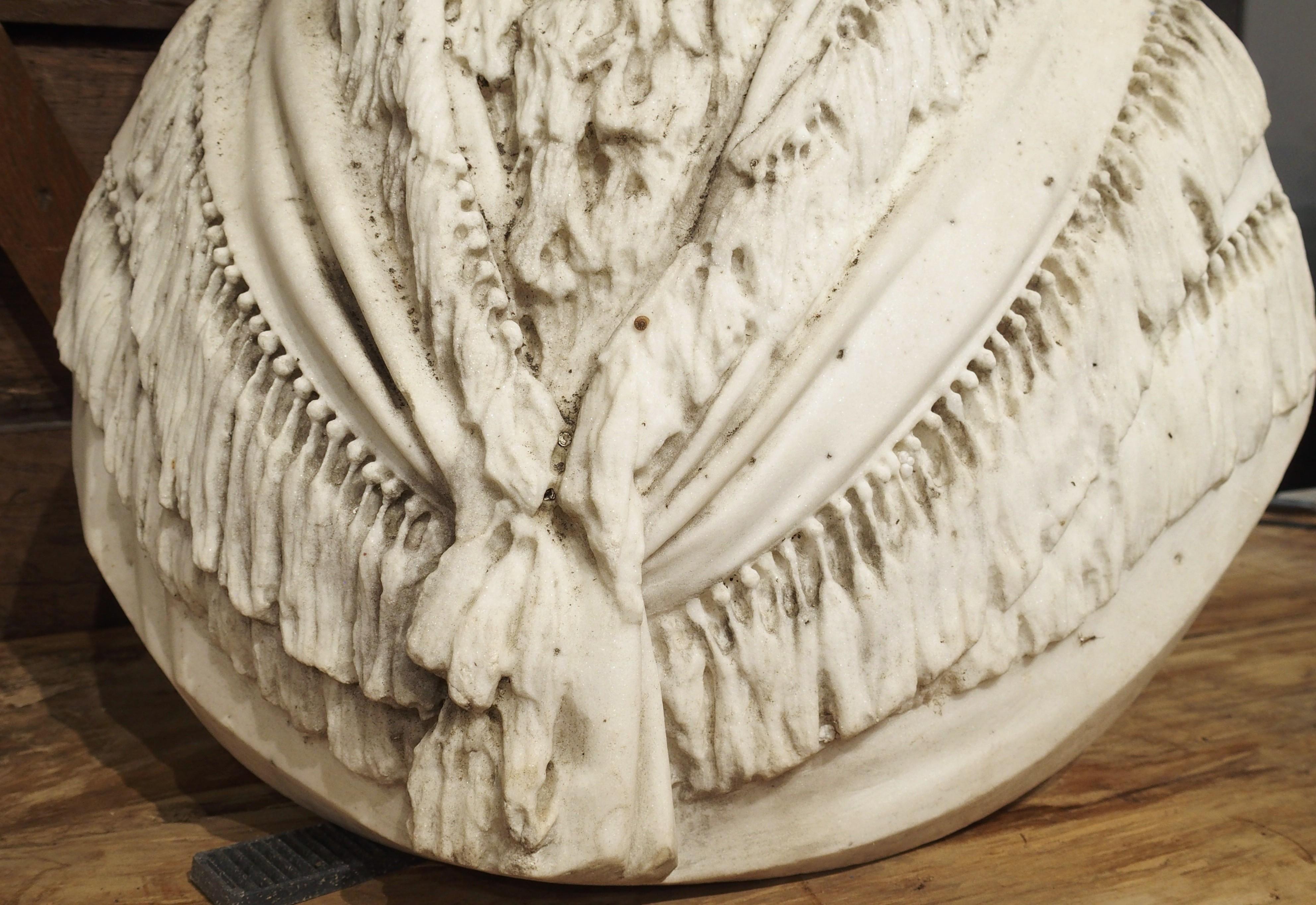 Intagliato a mano Importante antico busto di donna in marmo scolpito di Giovanni Dupré, 1877 in vendita