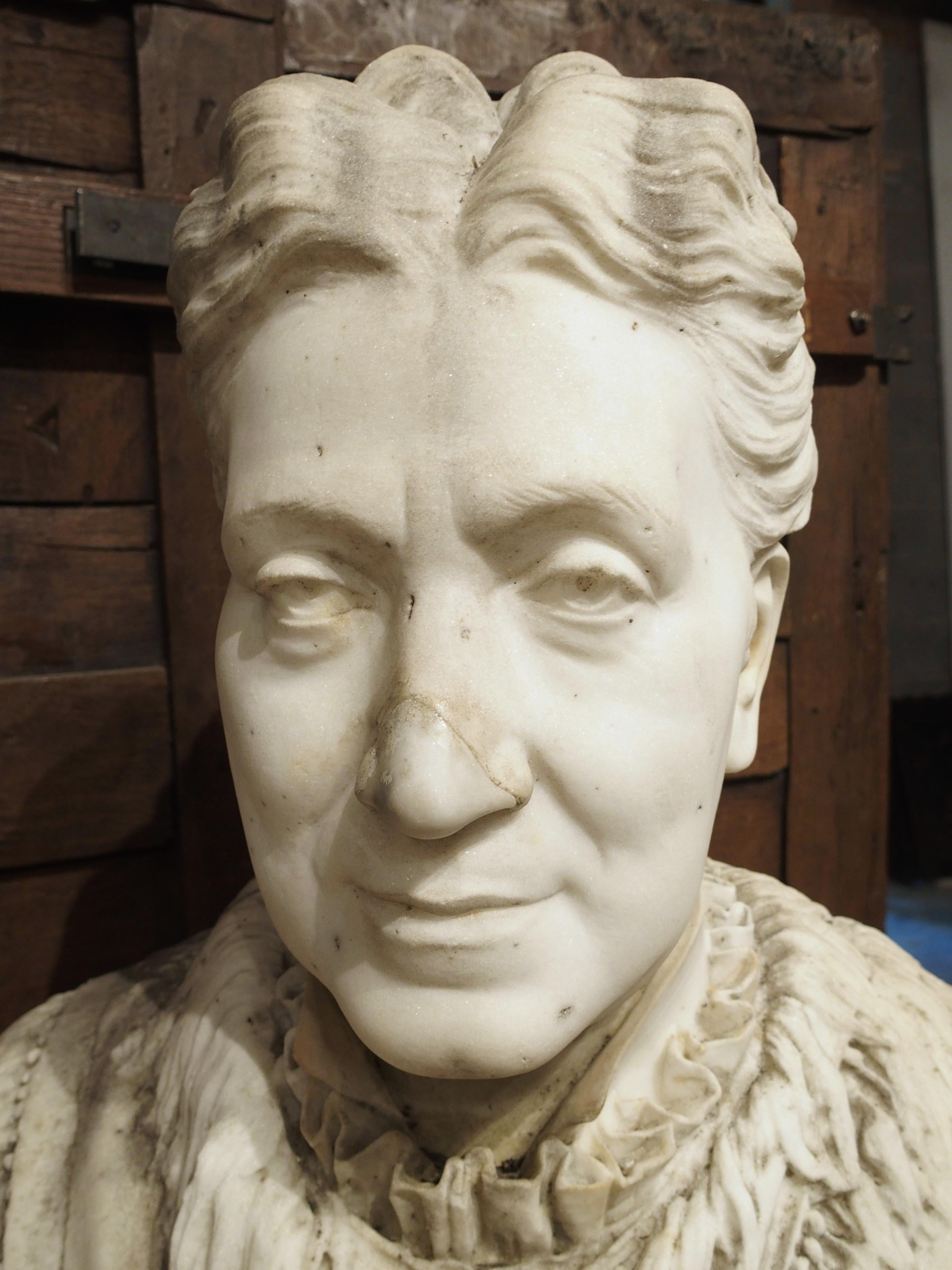 Importante antico busto di donna in marmo scolpito di Giovanni Dupré, 1877 In condizioni buone in vendita a Dallas, TX