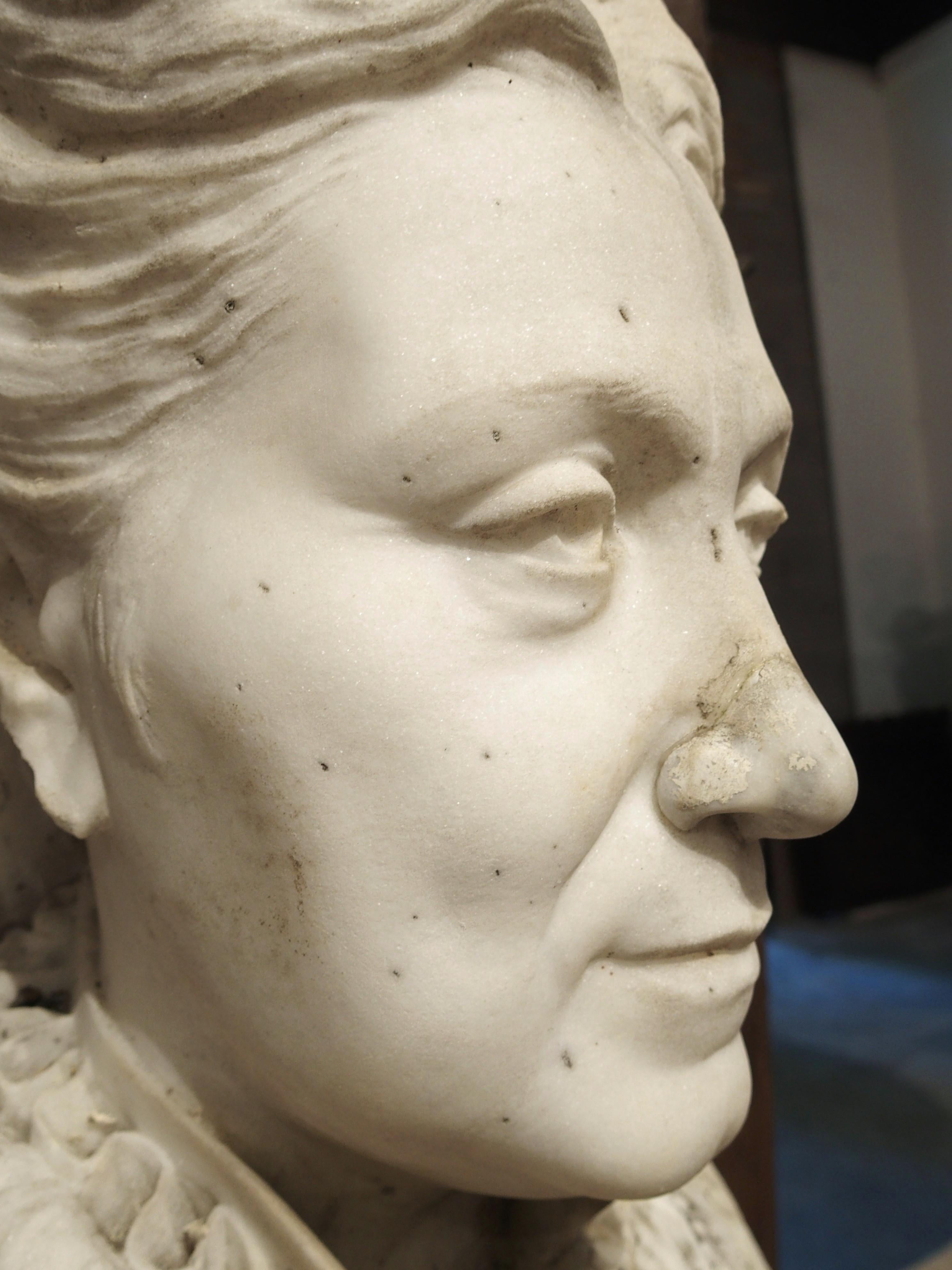 Importante antico busto di donna in marmo scolpito di Giovanni Dupré, 1877 in vendita 2