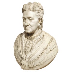 Important Antique Italian Carved Marble Bust of a Woman, by Giovanni Dupré, 1877