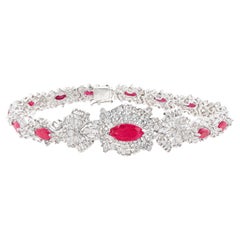 Antikes Marquise-Armband mit Rubin und Diamanten 12 Karat