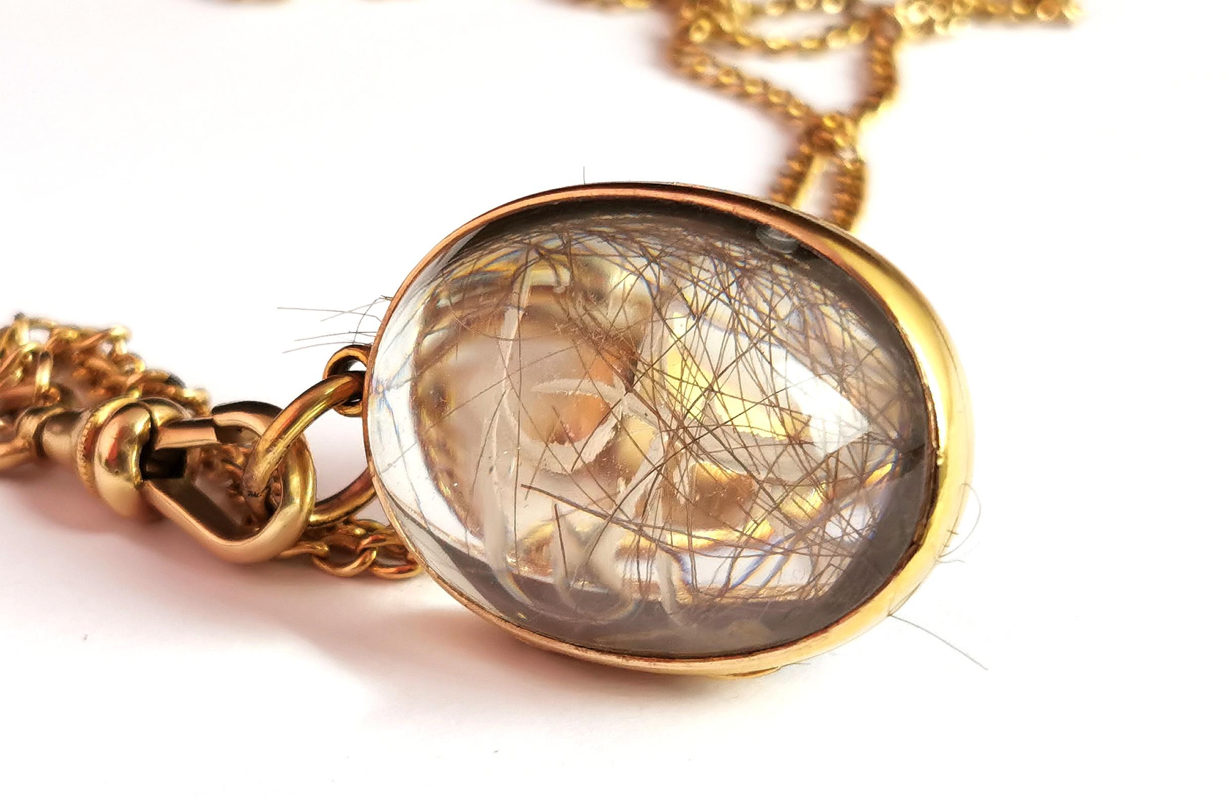 Important Antique Mourning Locket, Rock Crystal, 15k Gold, Lord Byron 3