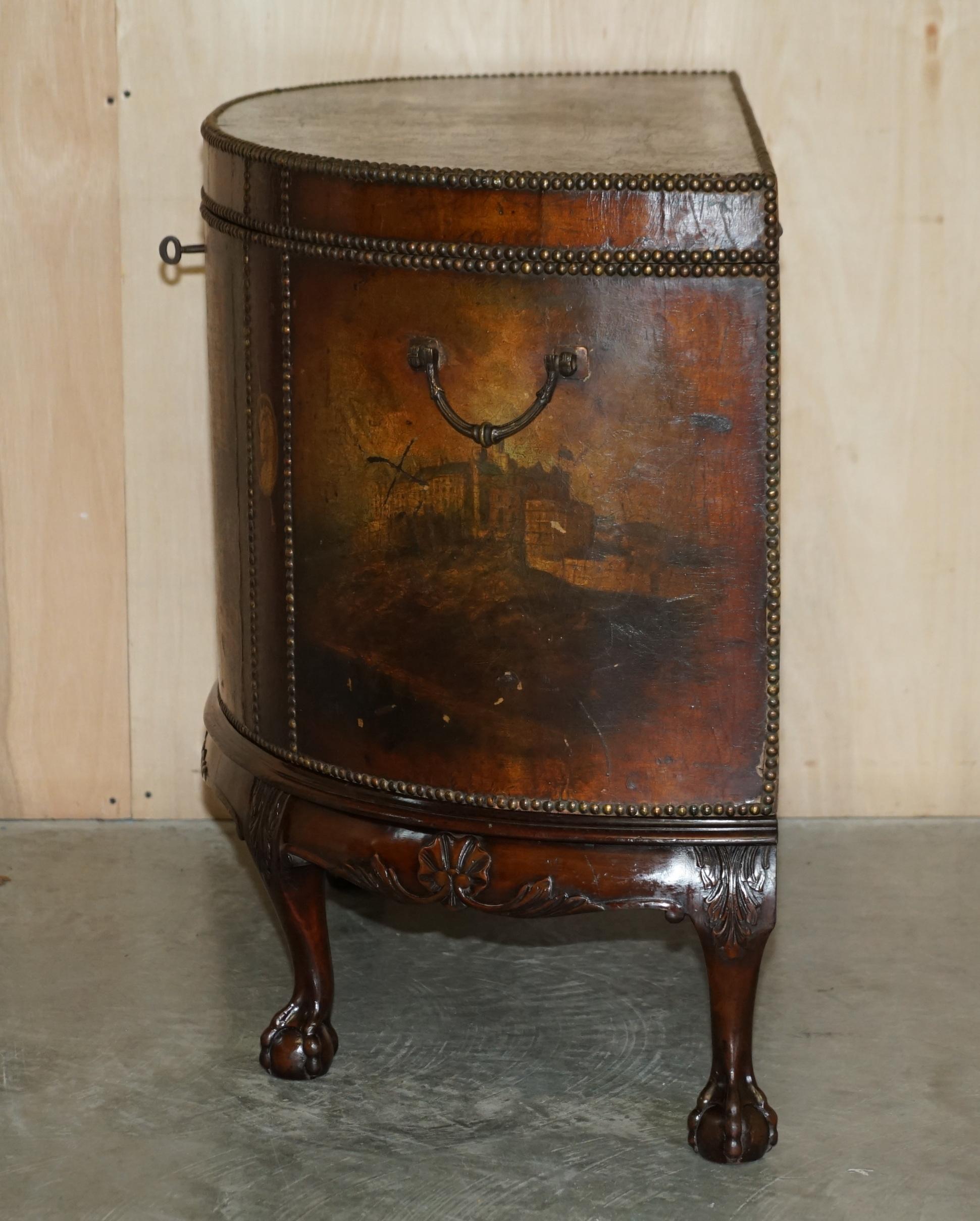 IMPORTANT ANTIQUE MUSEUM QUALITY CLAW & BALL LEATHER PAiNTED HALF MOOD SIDEBOARD For Sale 8