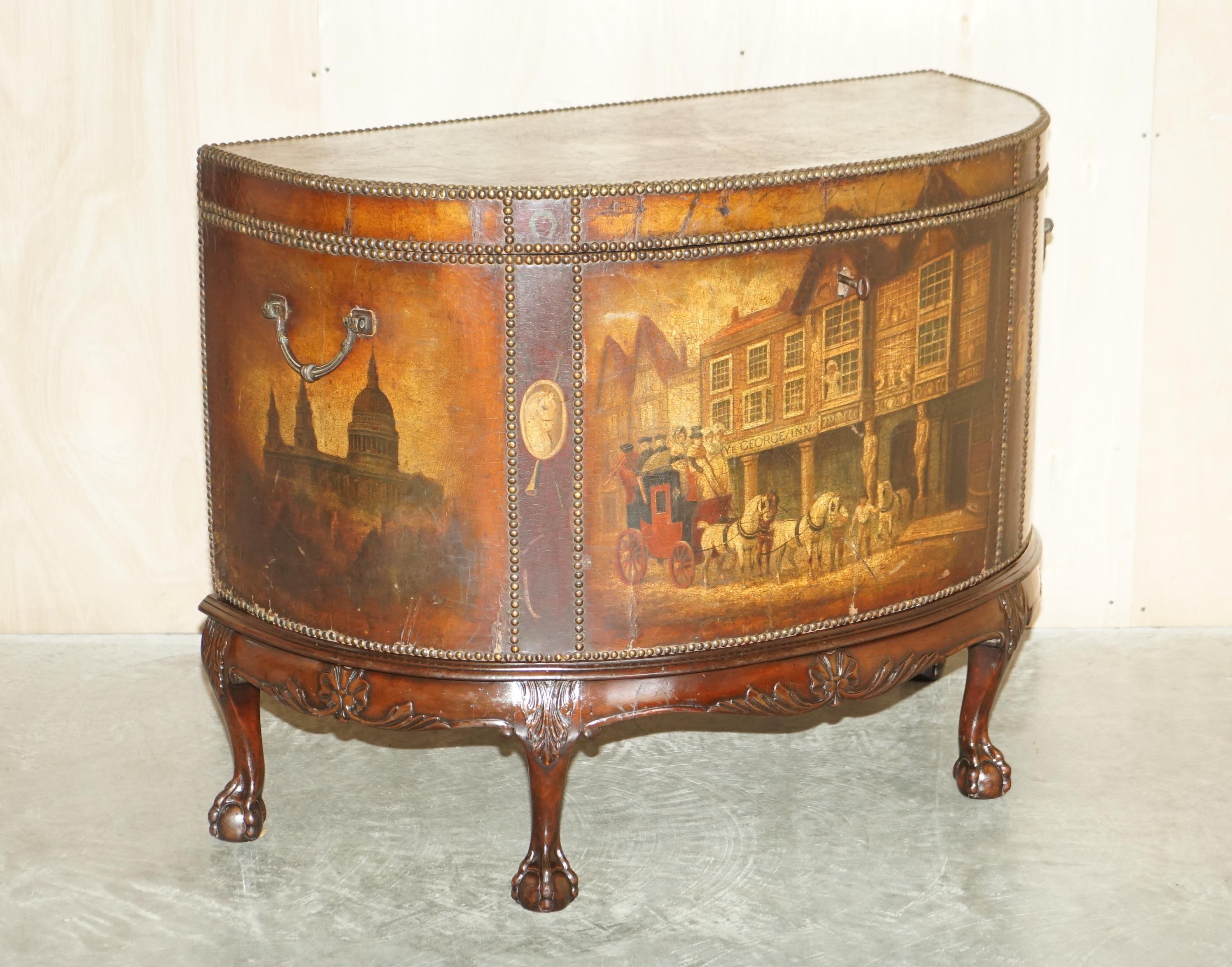Royal House Antiques

Royal House Antiques is delighted to offer for sale this extremely important, museum quality, hand painted leather clad trunk sideboard depicting rural scenes with horses

Please note the delivery fee listed is just a guide, it