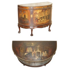 IMPORTANTE MUSEO ANTIGUO TABLERO DE MEDIO MODO DE CUERO PINTADO DE CALIDAD CLAW & BALL