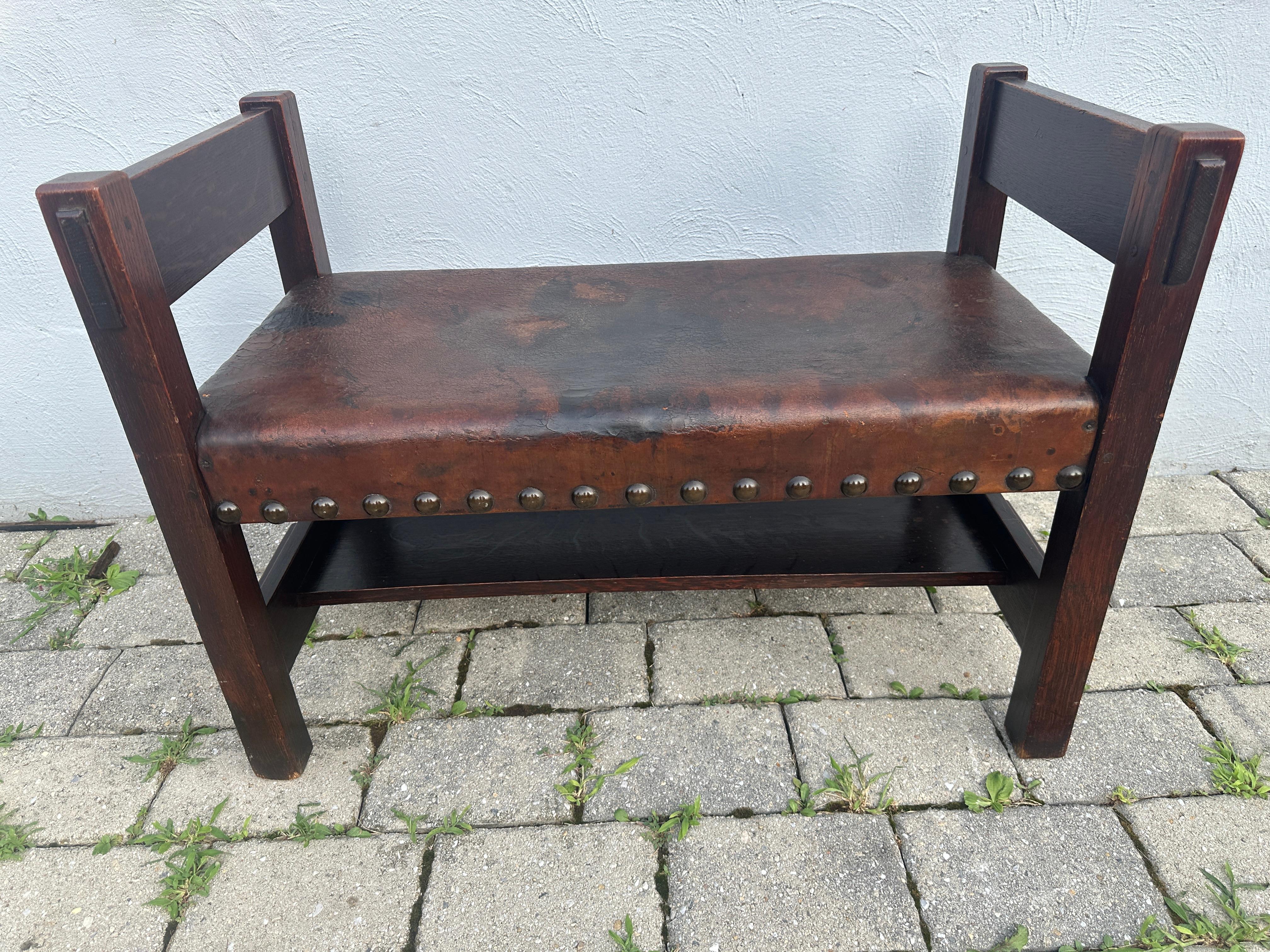 Important Antique Rare Gustav Stickley Window Seat - from year 1900 - W8359 For Sale 4