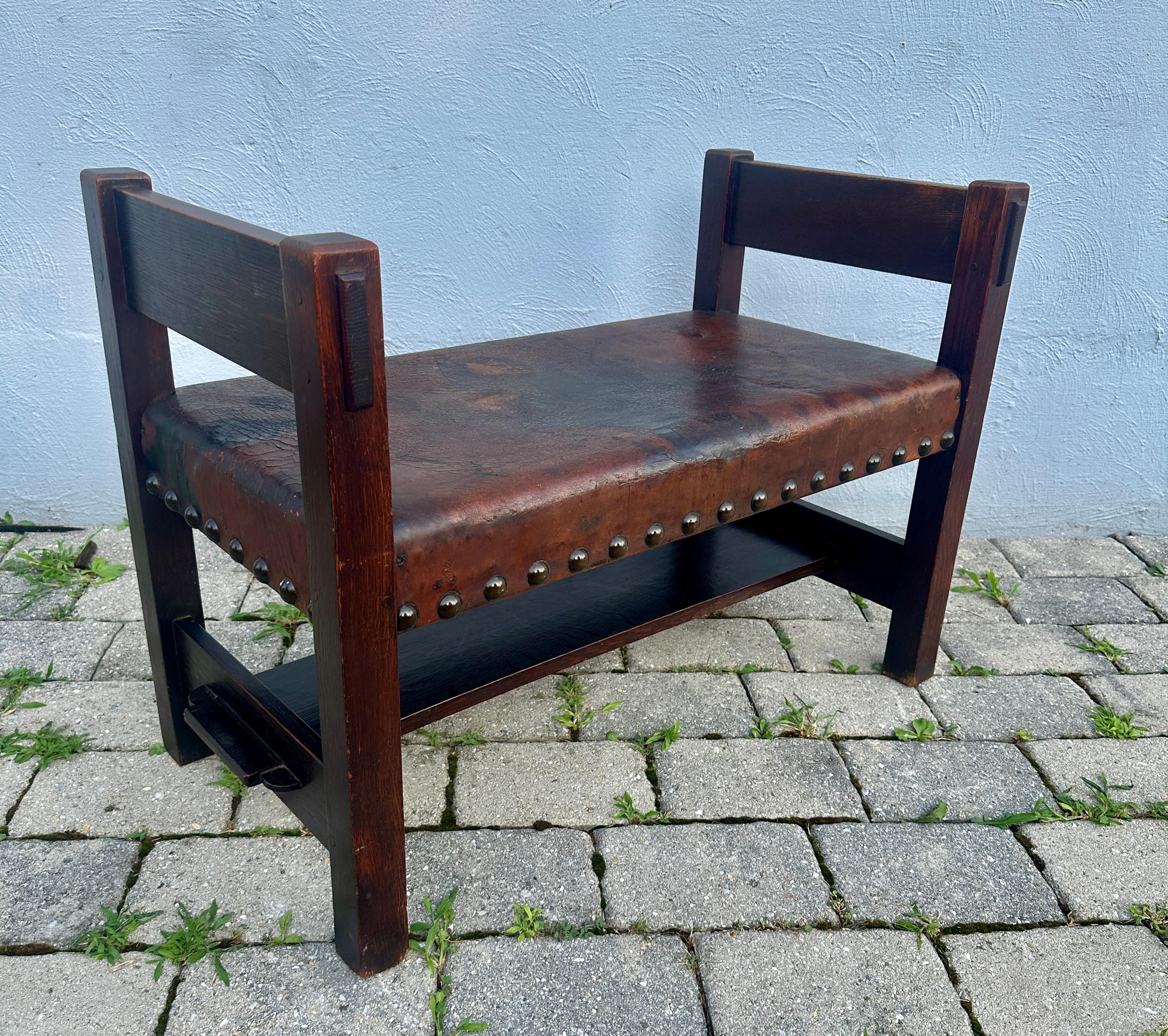 Important Antique Rare Gustav Stickley Window Seat - from year 1900 - W8359 For Sale 10