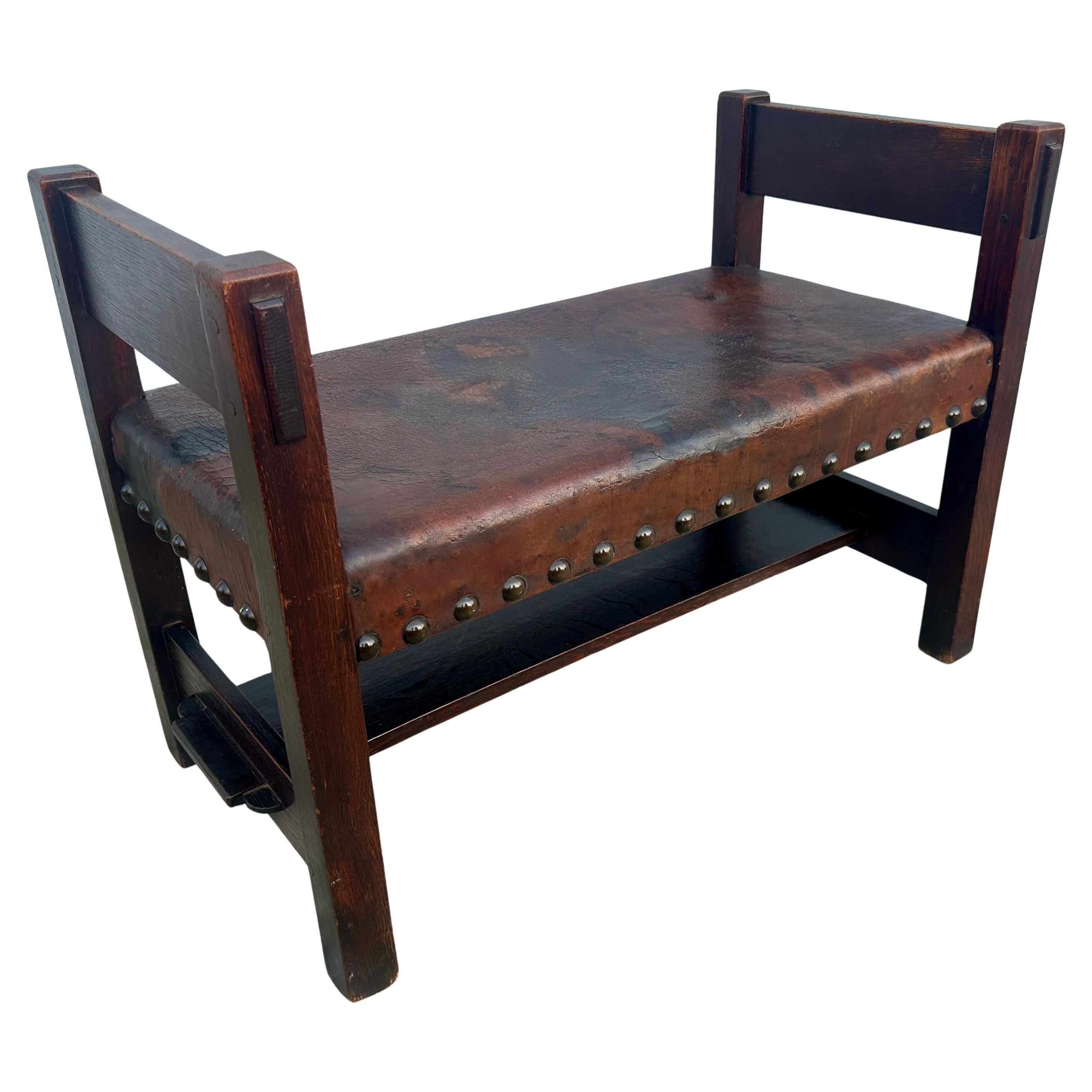 Important Antique Rare Gustav Stickley Window Seat - from year 1900 - W8359