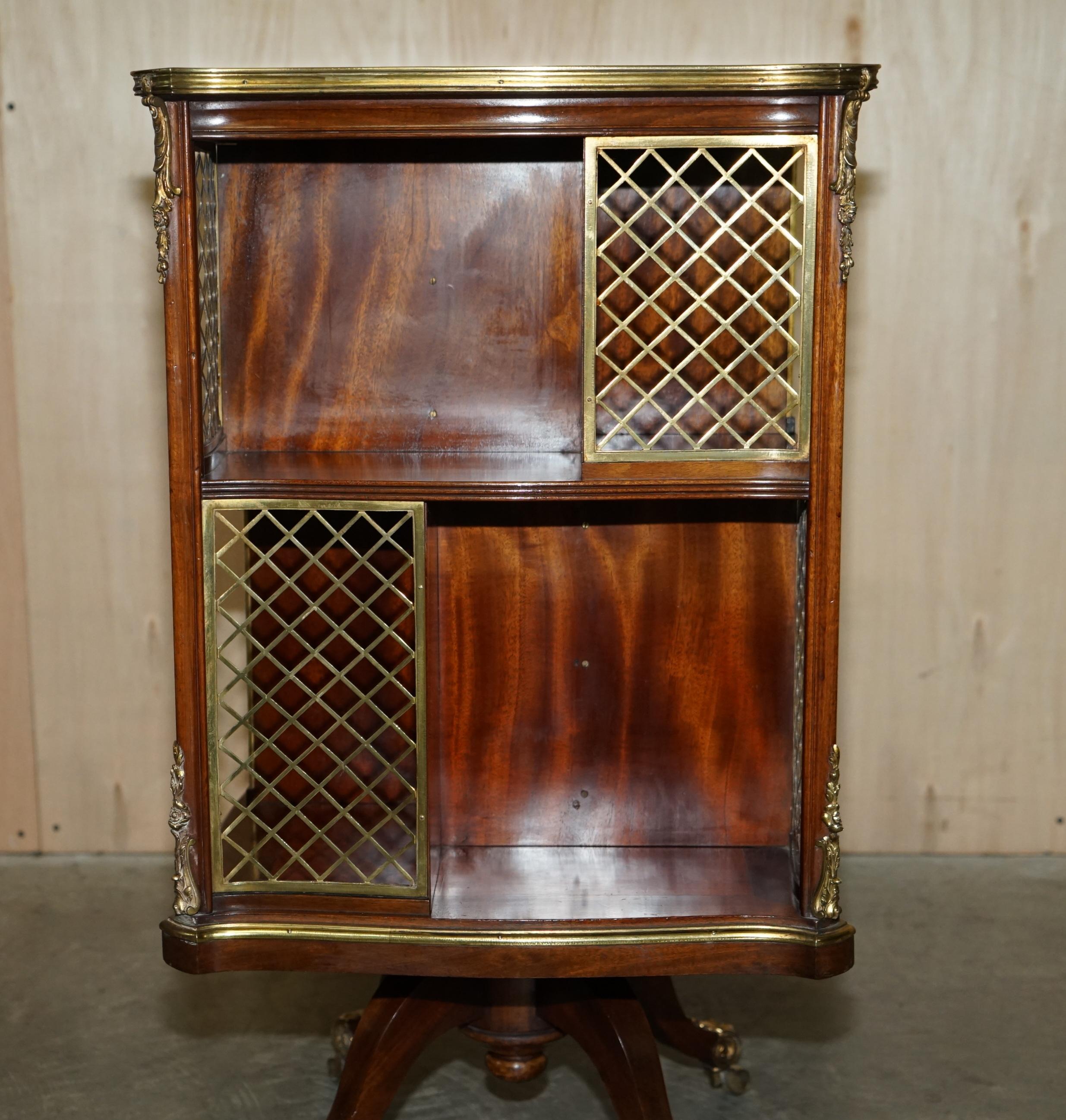 Hand-Crafted Important Antique Regency circa 1810 Brass & Walnut Revolving Bookcase Table