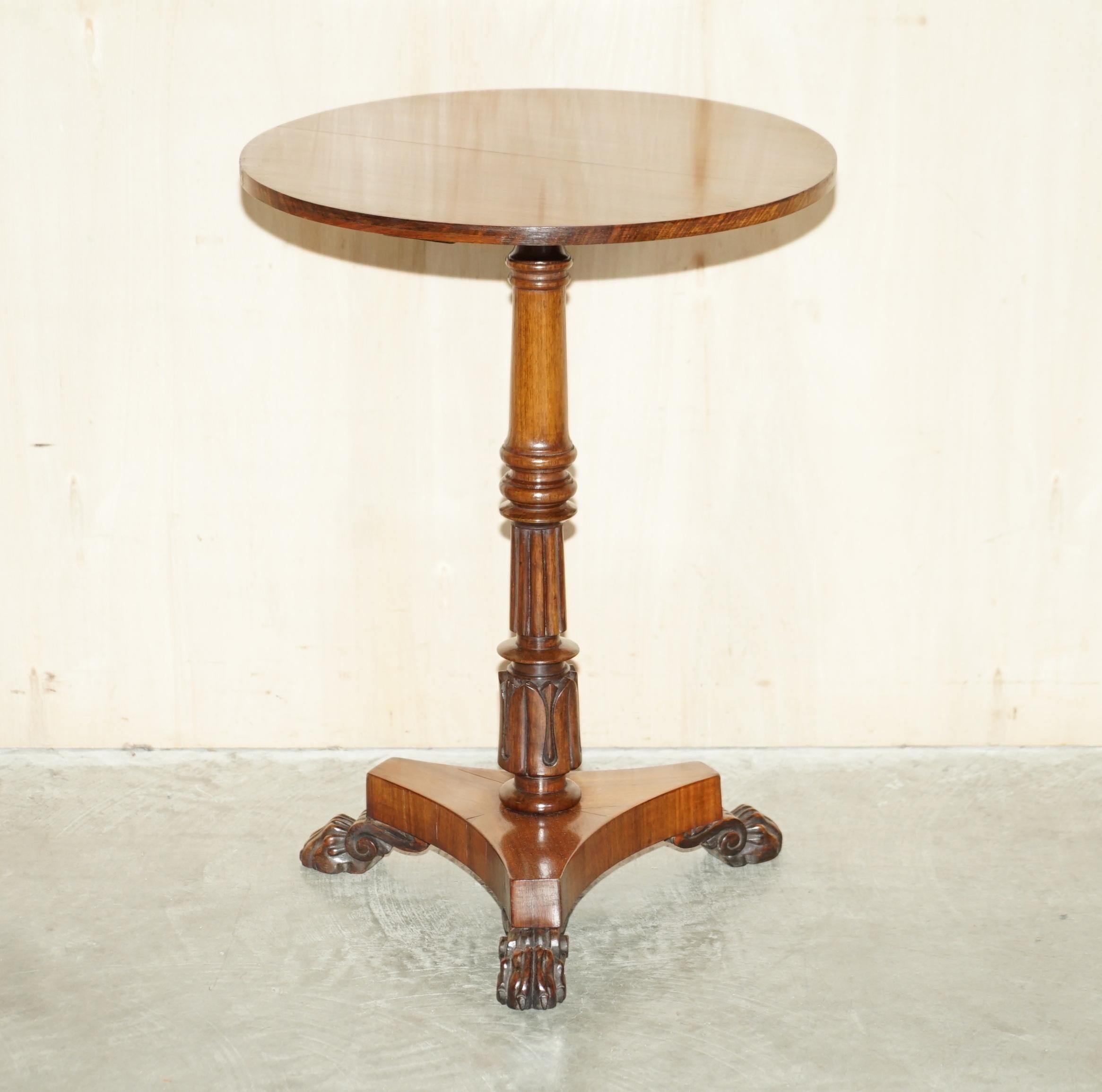 We are delighted to offer for sale this exquisitely carved Antique circa 1830 William IV Mahogany side occasional table.

A very good looking well-made and decorative piece in original condition, the timber patina is glorious, the column has a