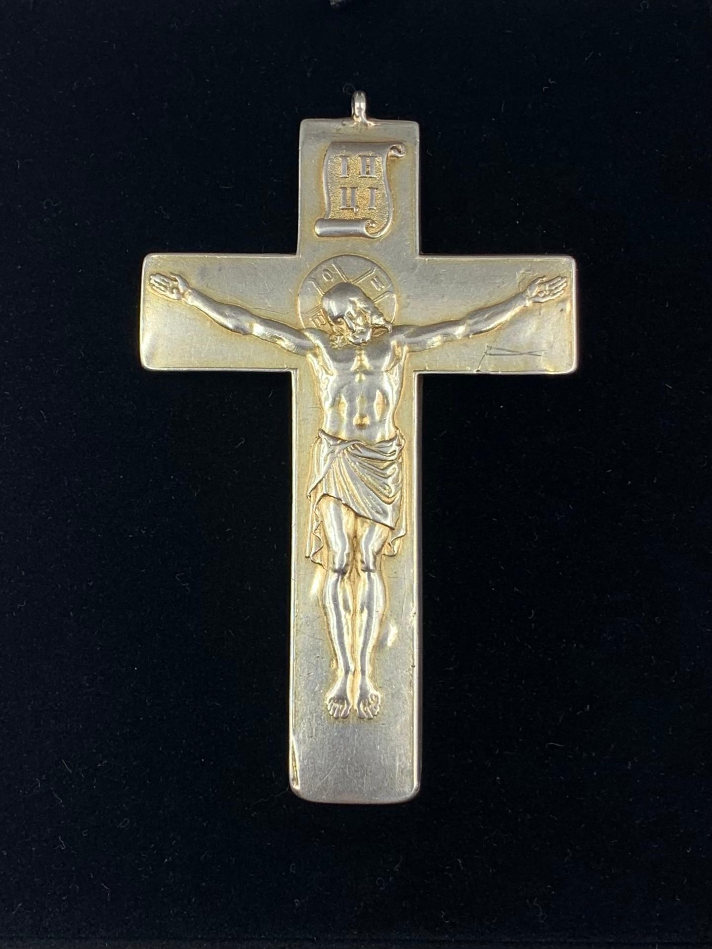 Rare, historically important antique Russian Imperial Tsar Paul I double sided gilded silver pectoral cross known as Pavlovsky Cross
19th Century
Tsar Paul I was the first Russian Tsar to establish the practice of awarding Russian Orthodox spiritual